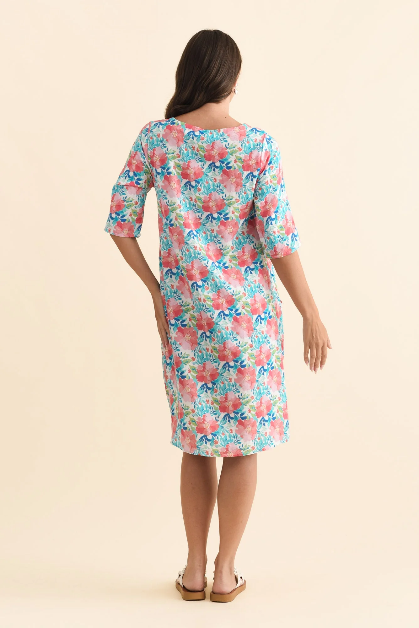 Lilibet Pink Flower Cotton Pocket Dress - Image 4