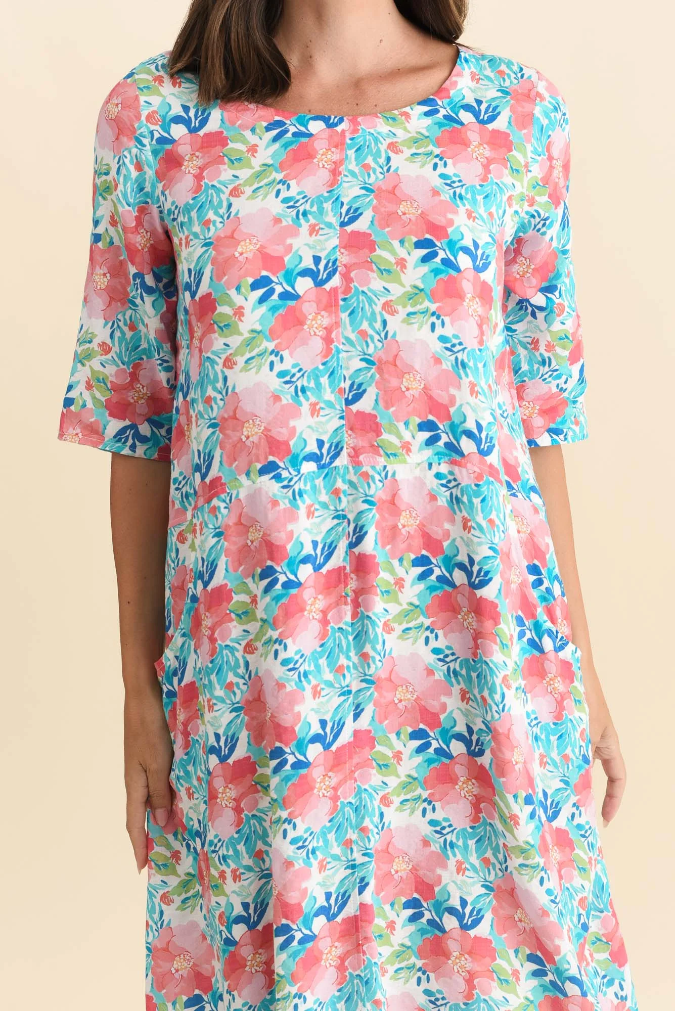 Lilibet Pink Flower Cotton Pocket Dress - Image 5
