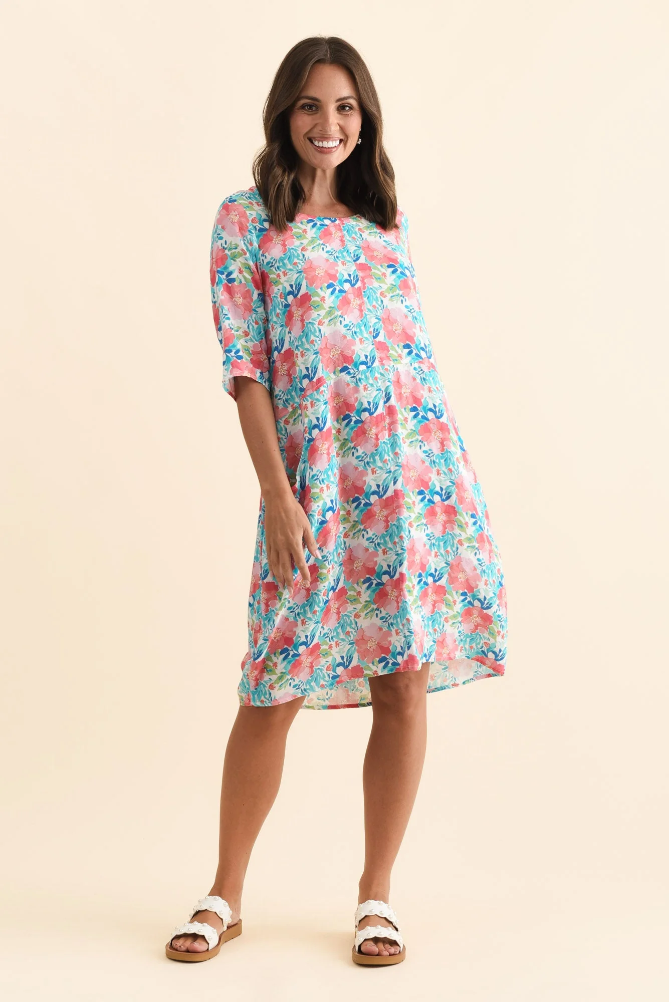 Lilibet Pink Flower Cotton Pocket Dress - Image 6