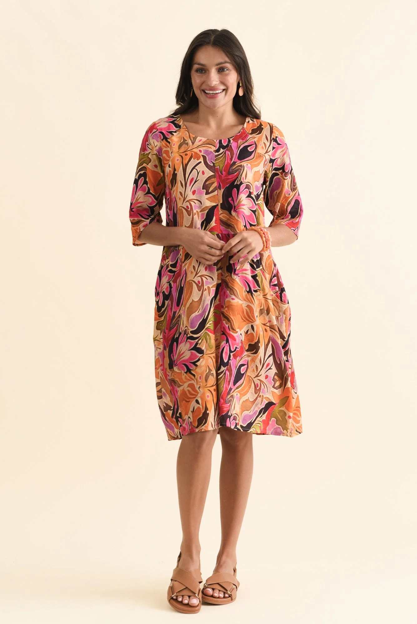 Lilibet Pink Garden Cotton Pocket Dress - Image 2