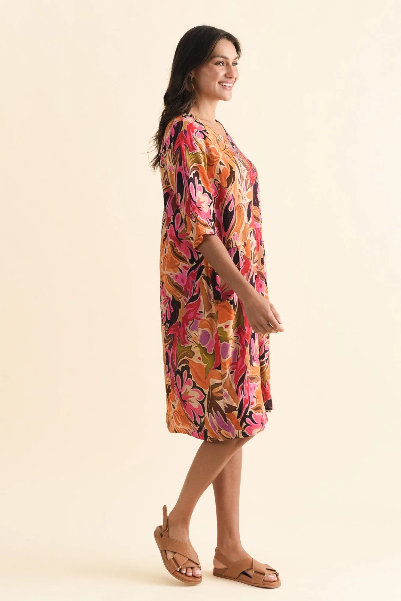 Lilibet Pink Garden Cotton Pocket Dress - Image 3