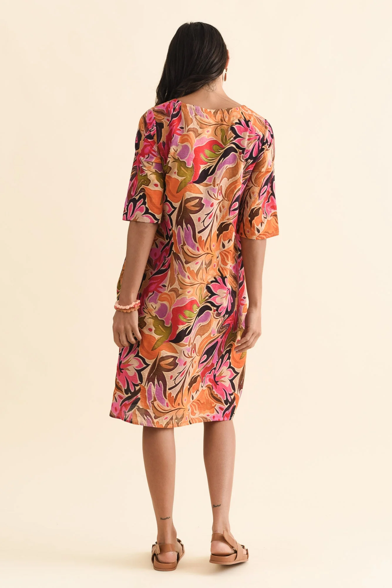 Lilibet Pink Garden Cotton Pocket Dress - Image 4