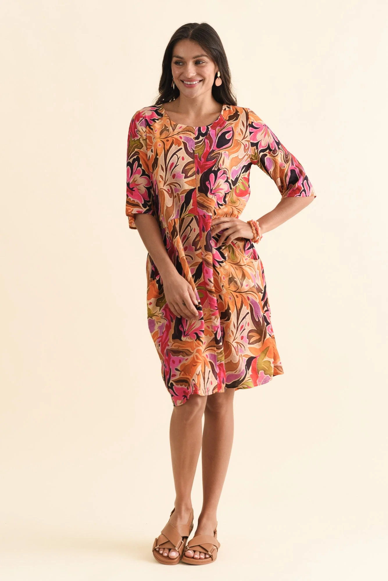 Lilibet Pink Garden Cotton Pocket Dress - Image 6