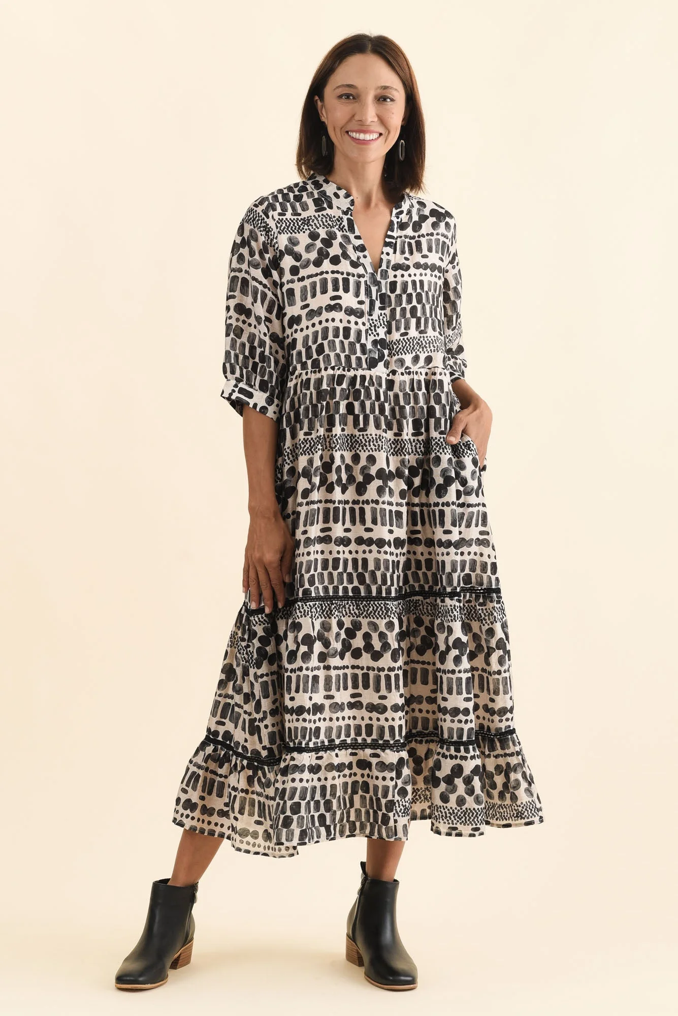 Lillian Black Spot Tier Dress - Image 2
