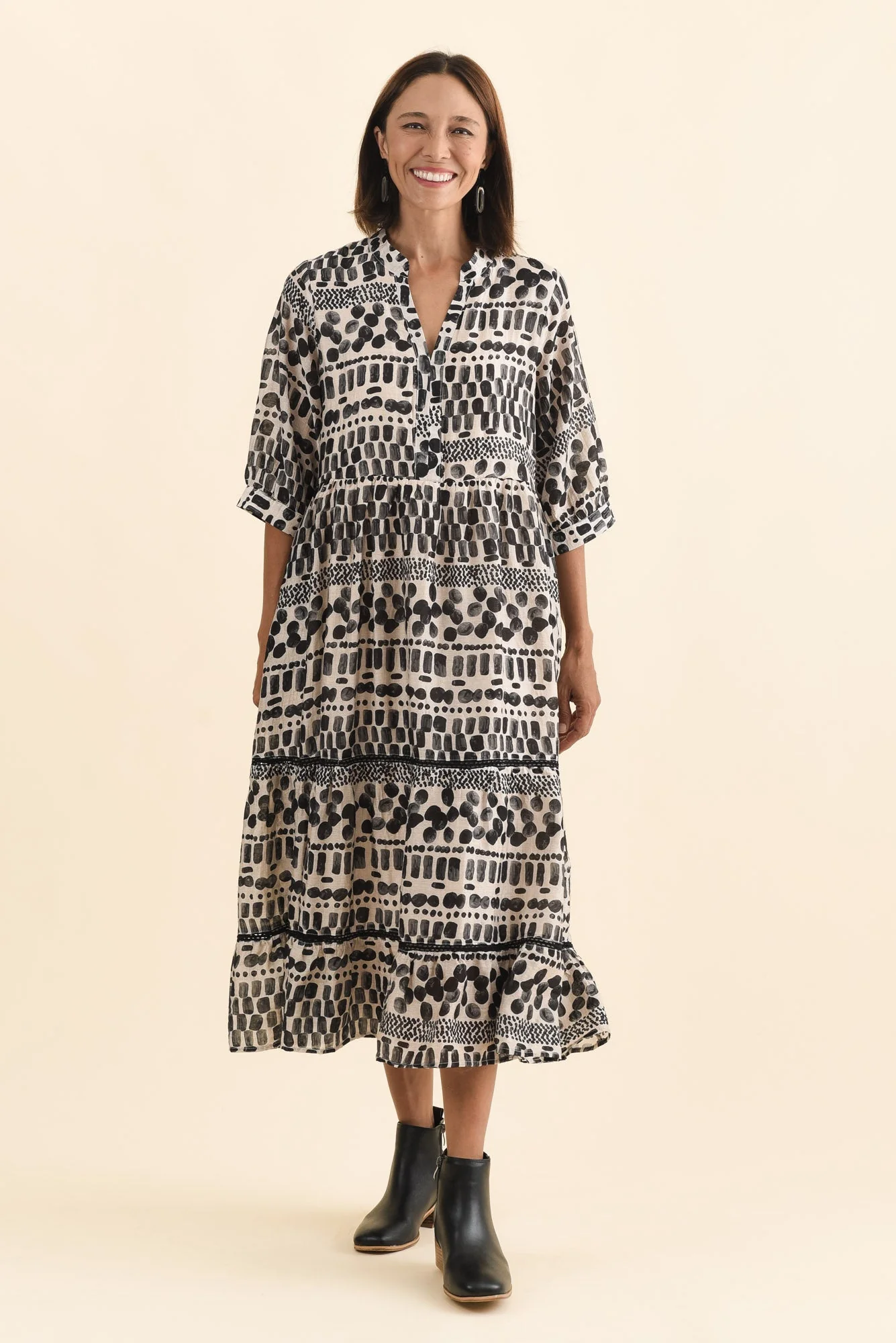 Lillian Black Spot Tier Dress - Image 6