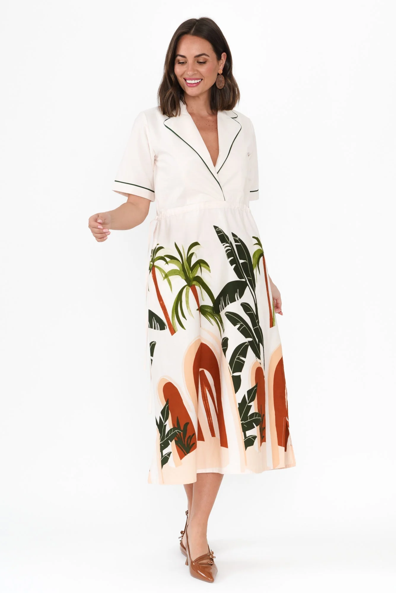 Lillie White Palm Cotton Poplin Dress - Image 2