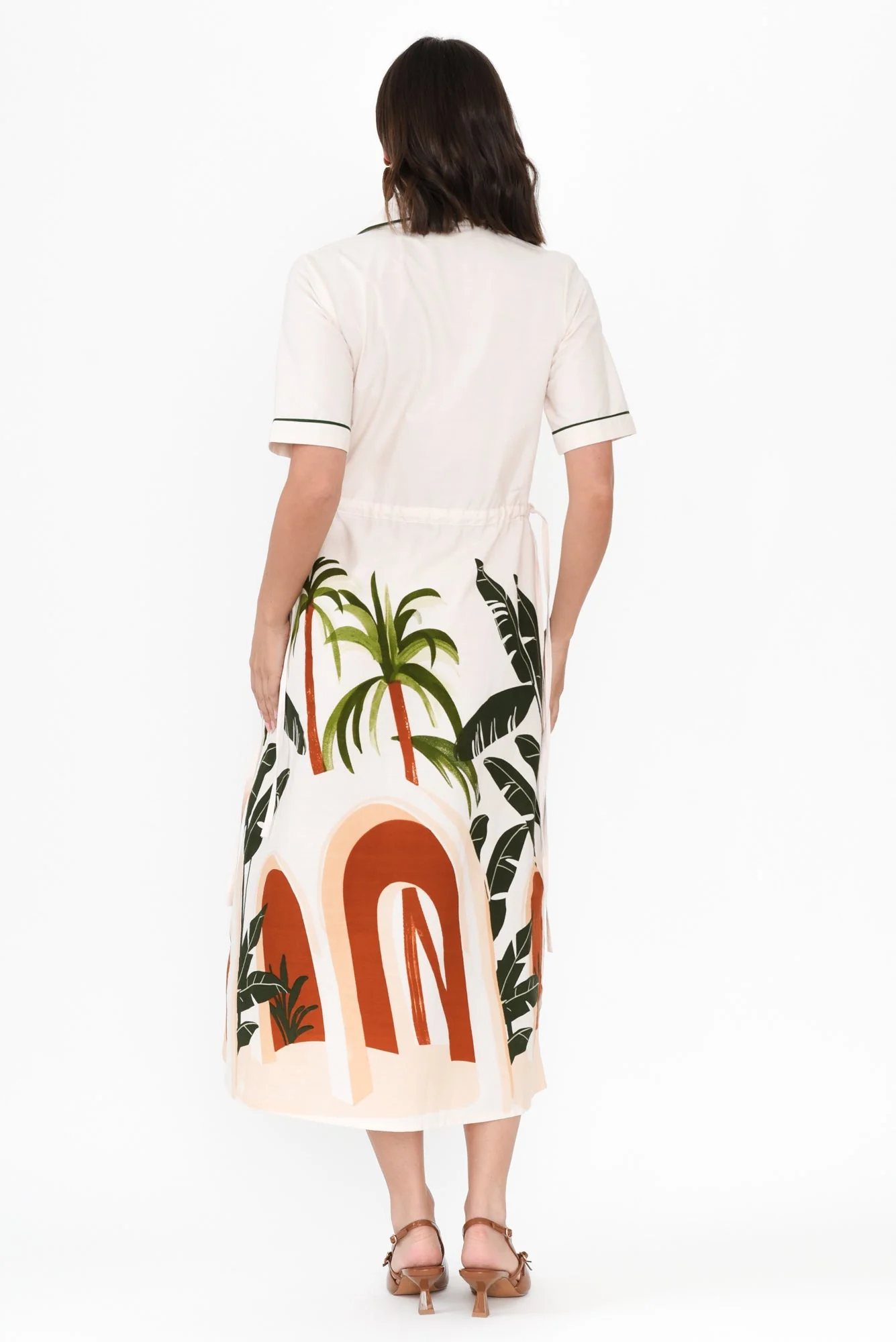 Lillie White Palm Cotton Poplin Dress - Image 4