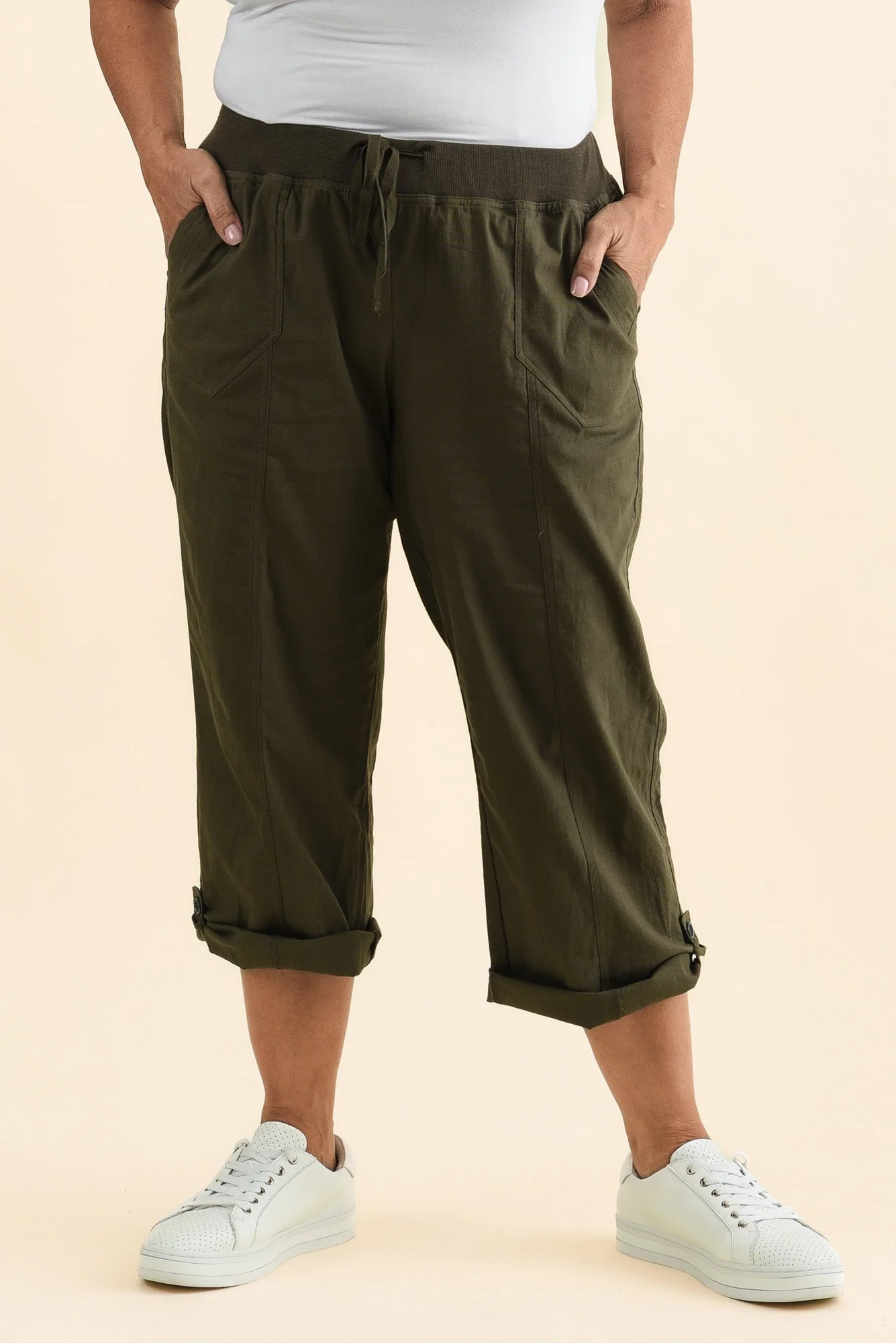 Lindsay Khaki 7/8 Cargo Pants - Image 8