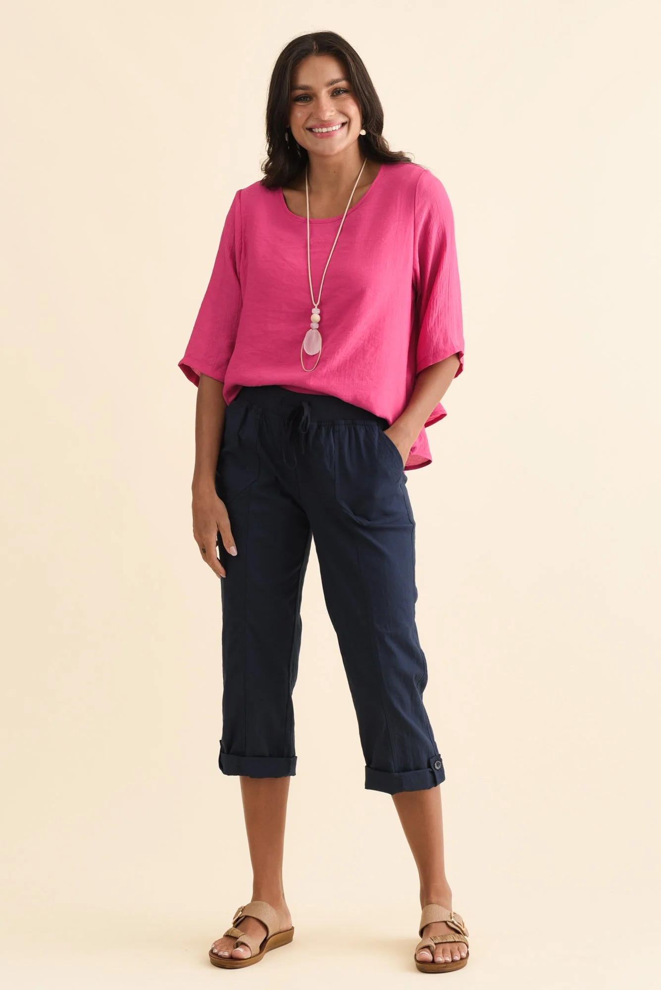 Lindsay Navy 7/8 Cargo Pants - Image 2