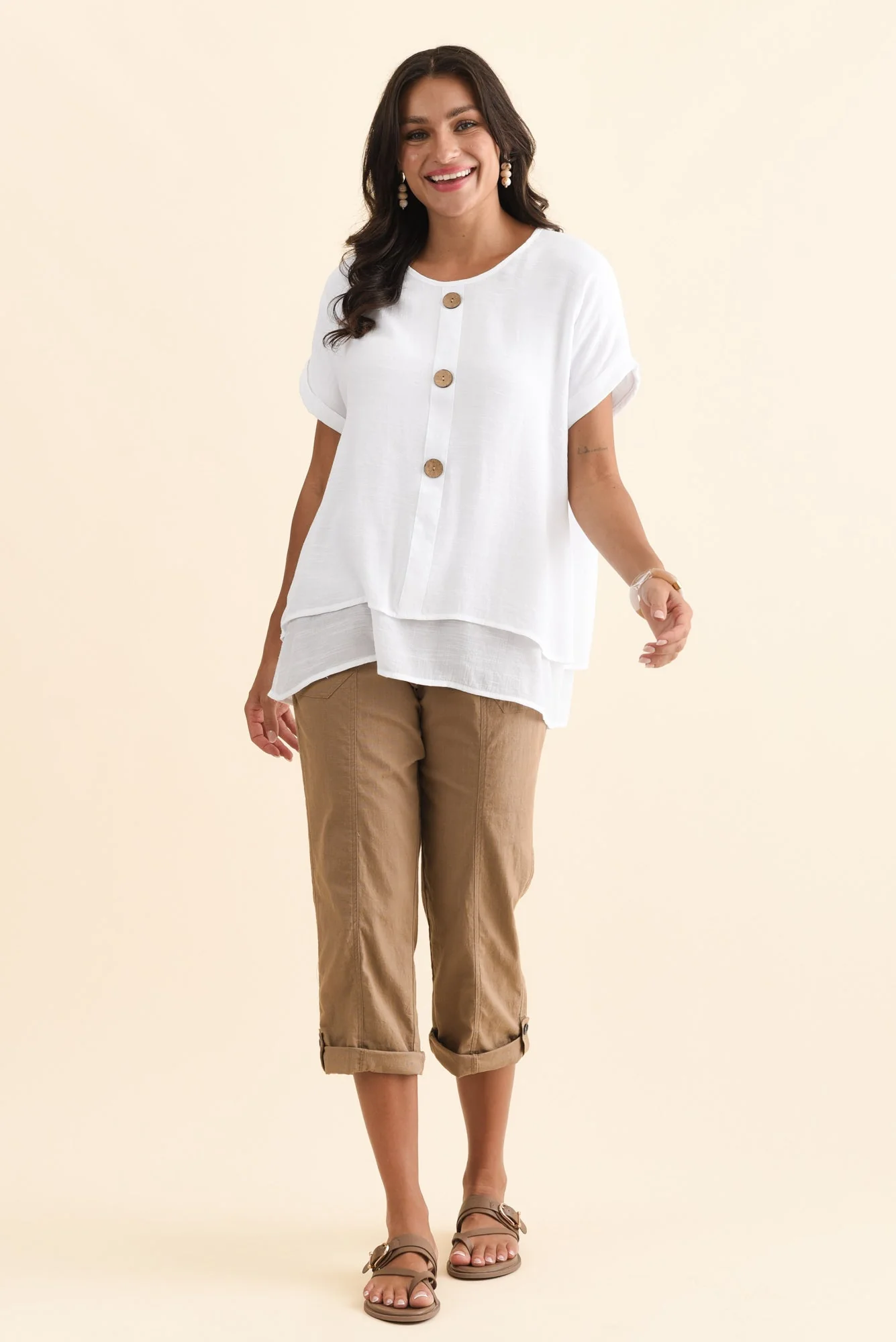 Lindsay Taupe 7/8 Cargo Pants - Image 2