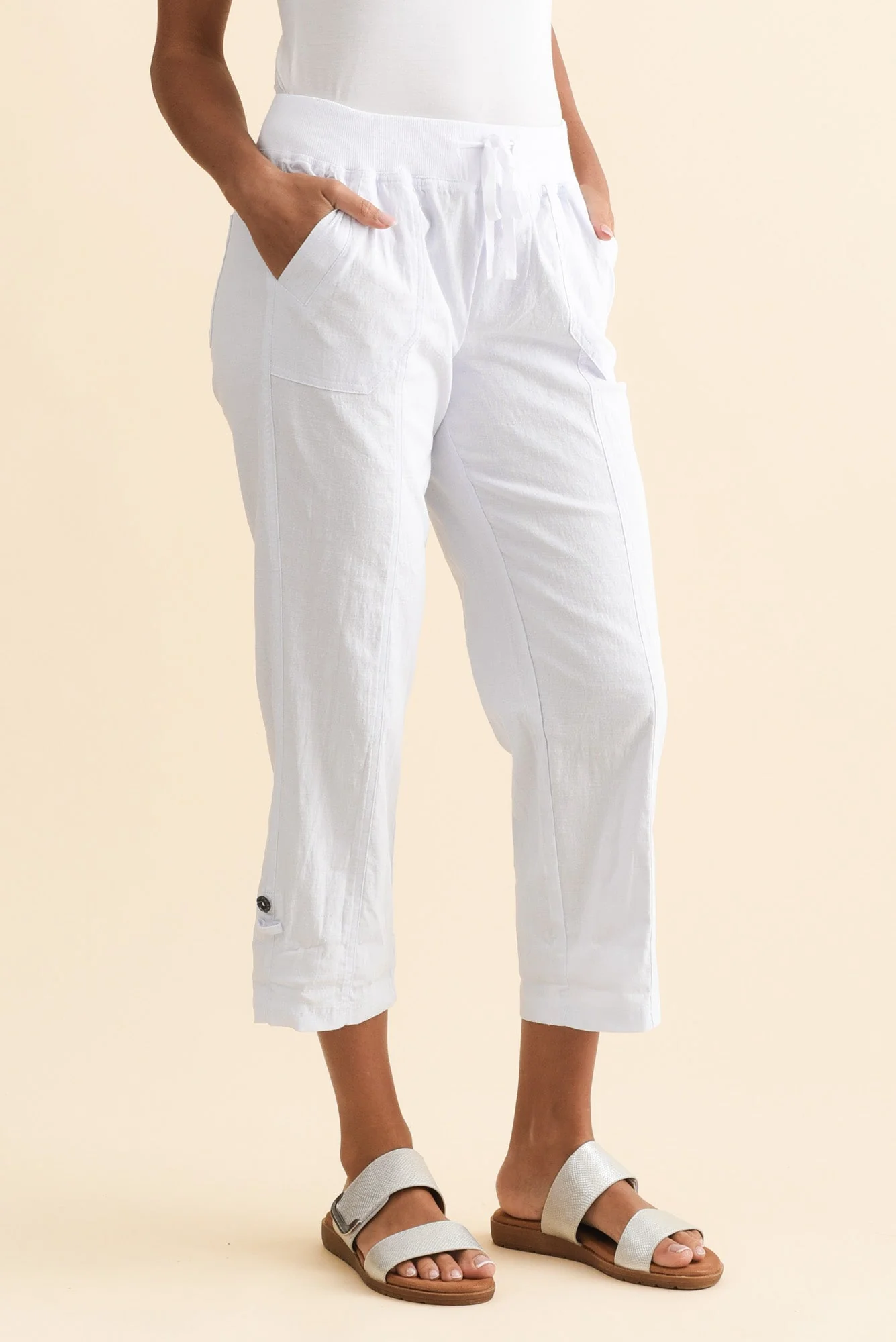 Lindsay White 7/8 Cargo Pants - Image 3