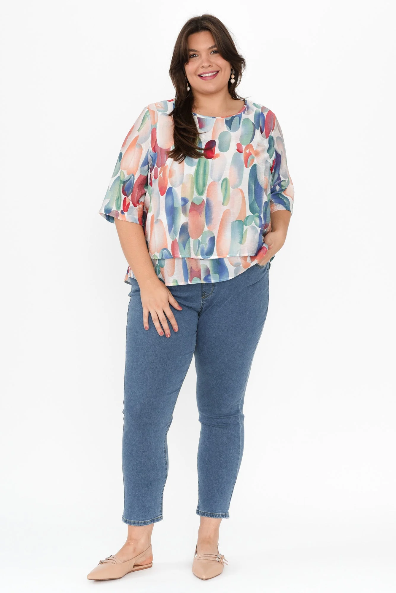 Liora Blue Abstract Layered Top - Image 10