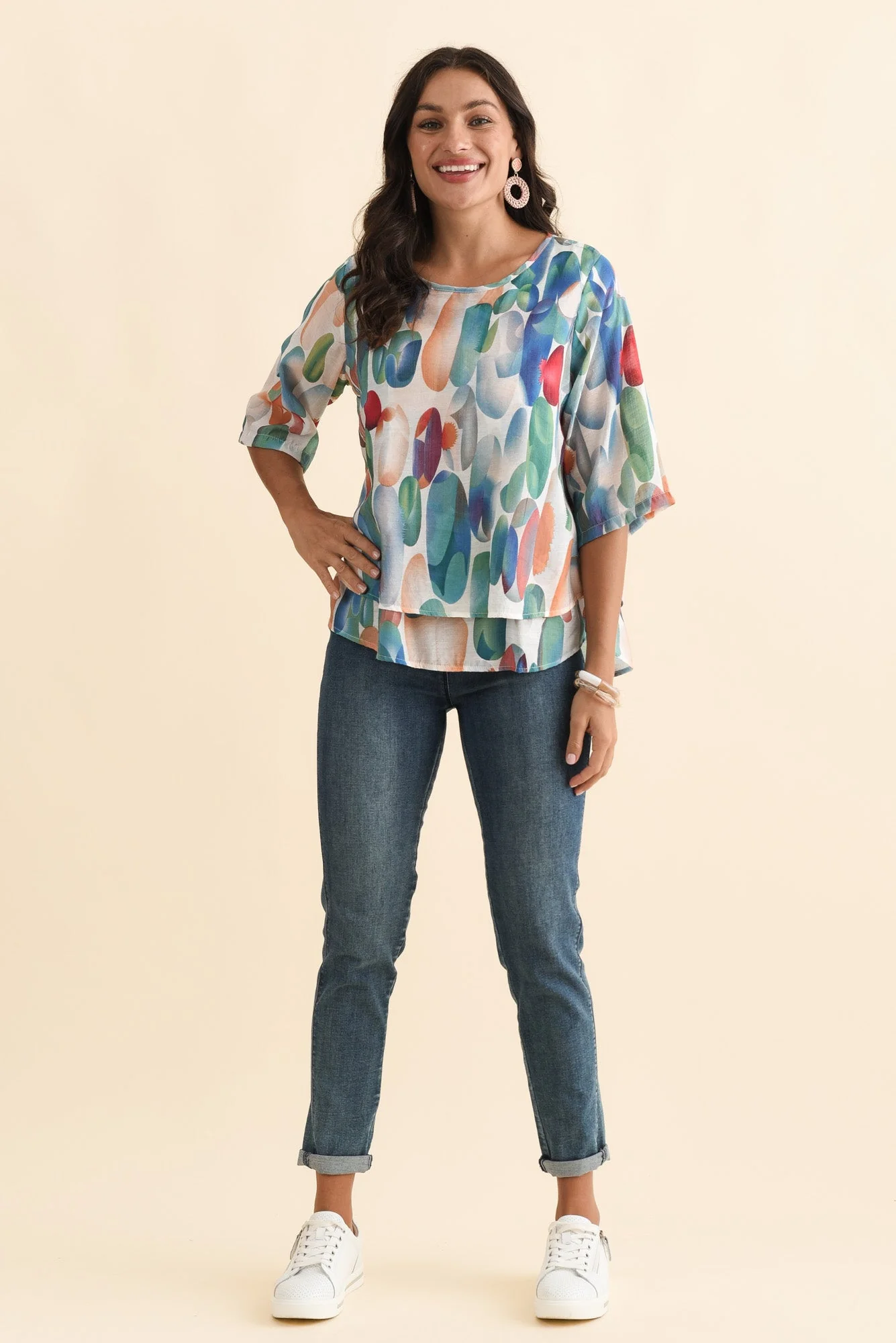 Liora Blue Abstract Layered Top - Image 2