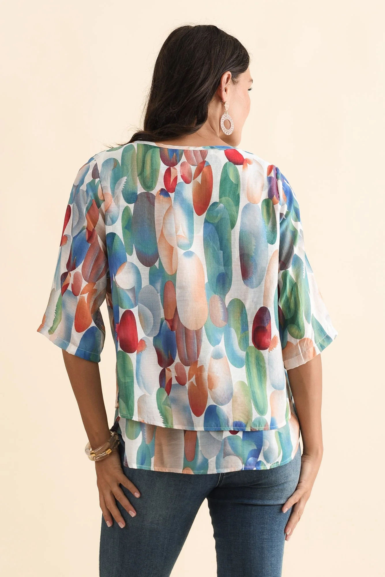 Liora Blue Abstract Layered Top - Image 4
