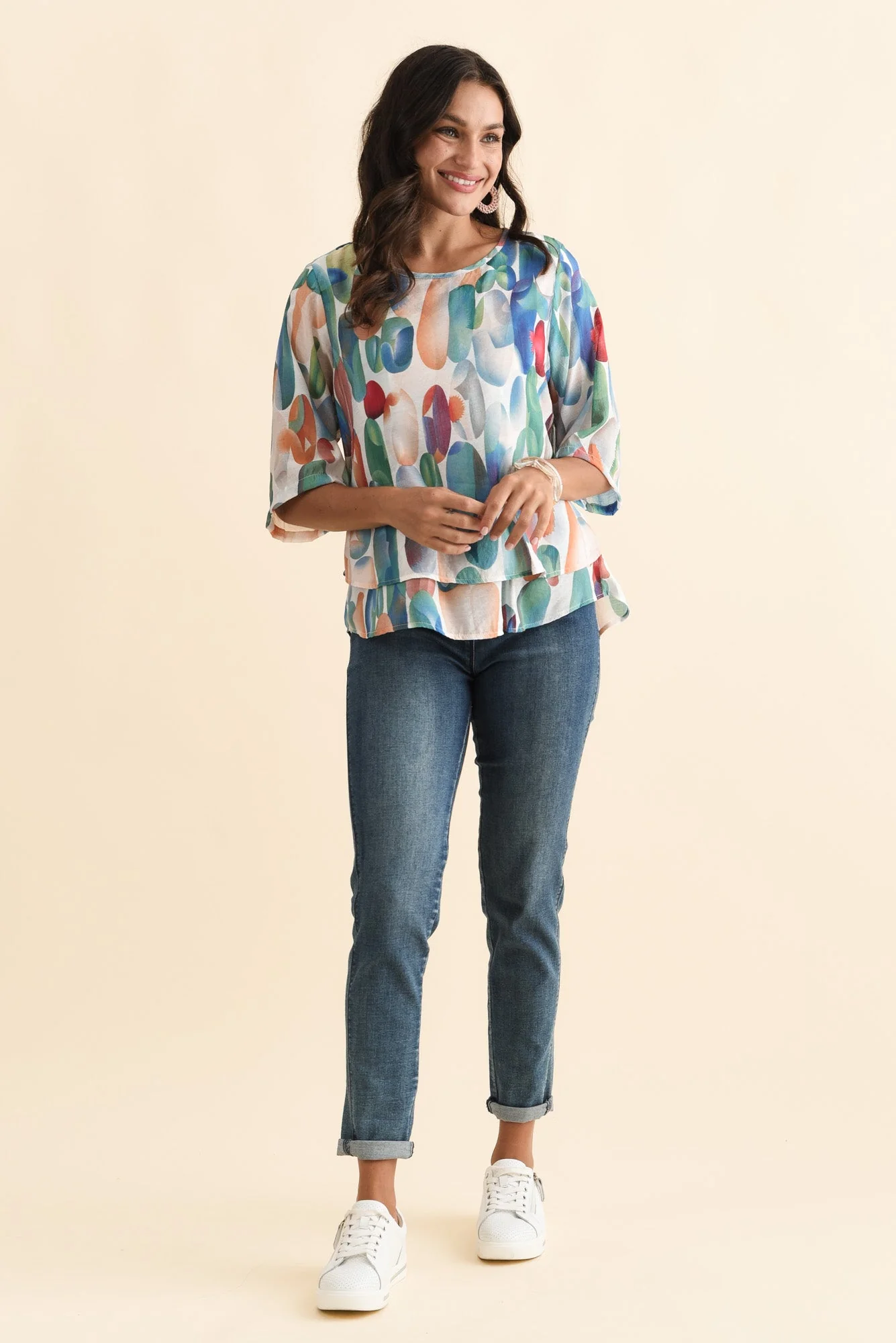 Liora Blue Abstract Layered Top - Image 6