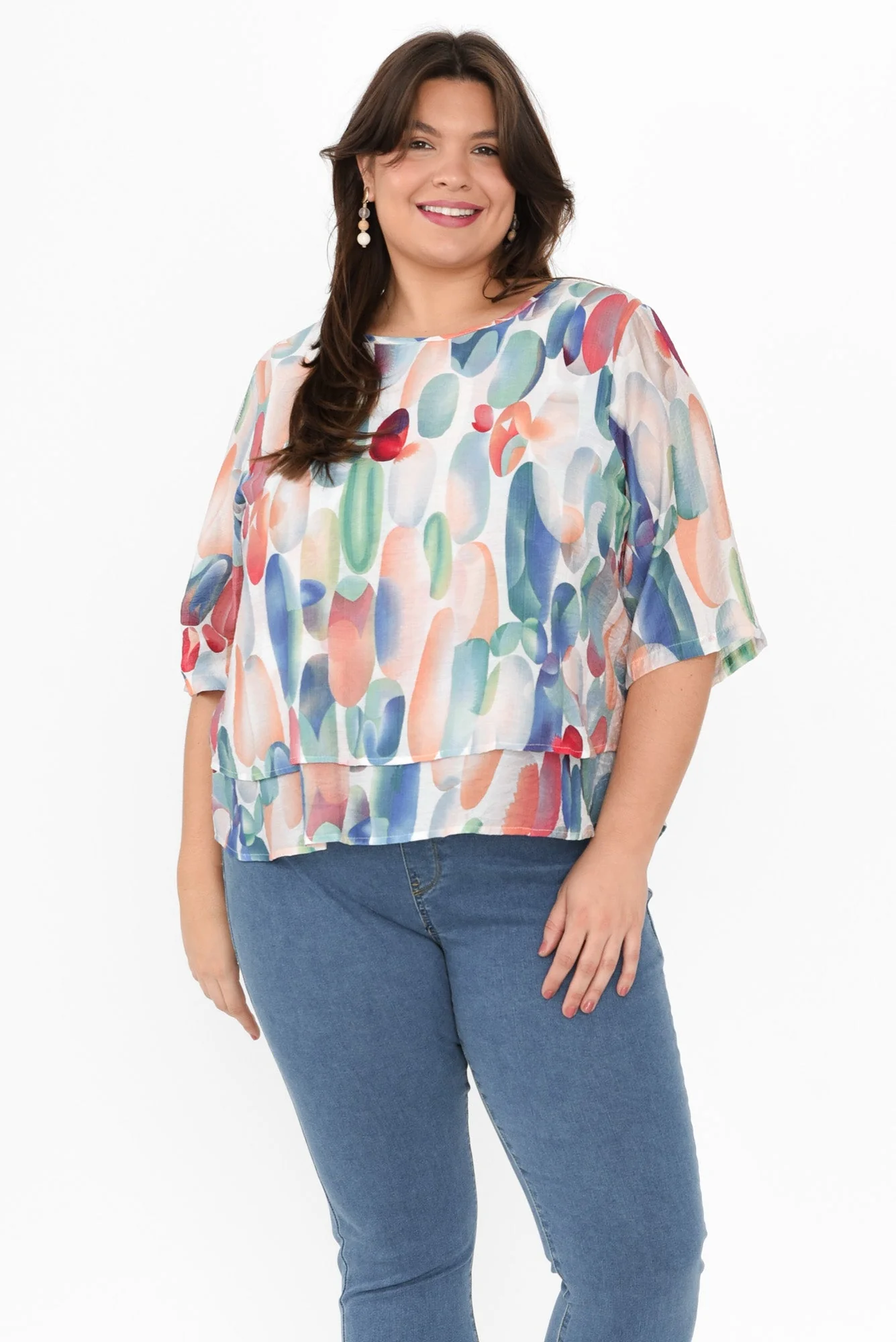 Liora Blue Abstract Layered Top - Image 7