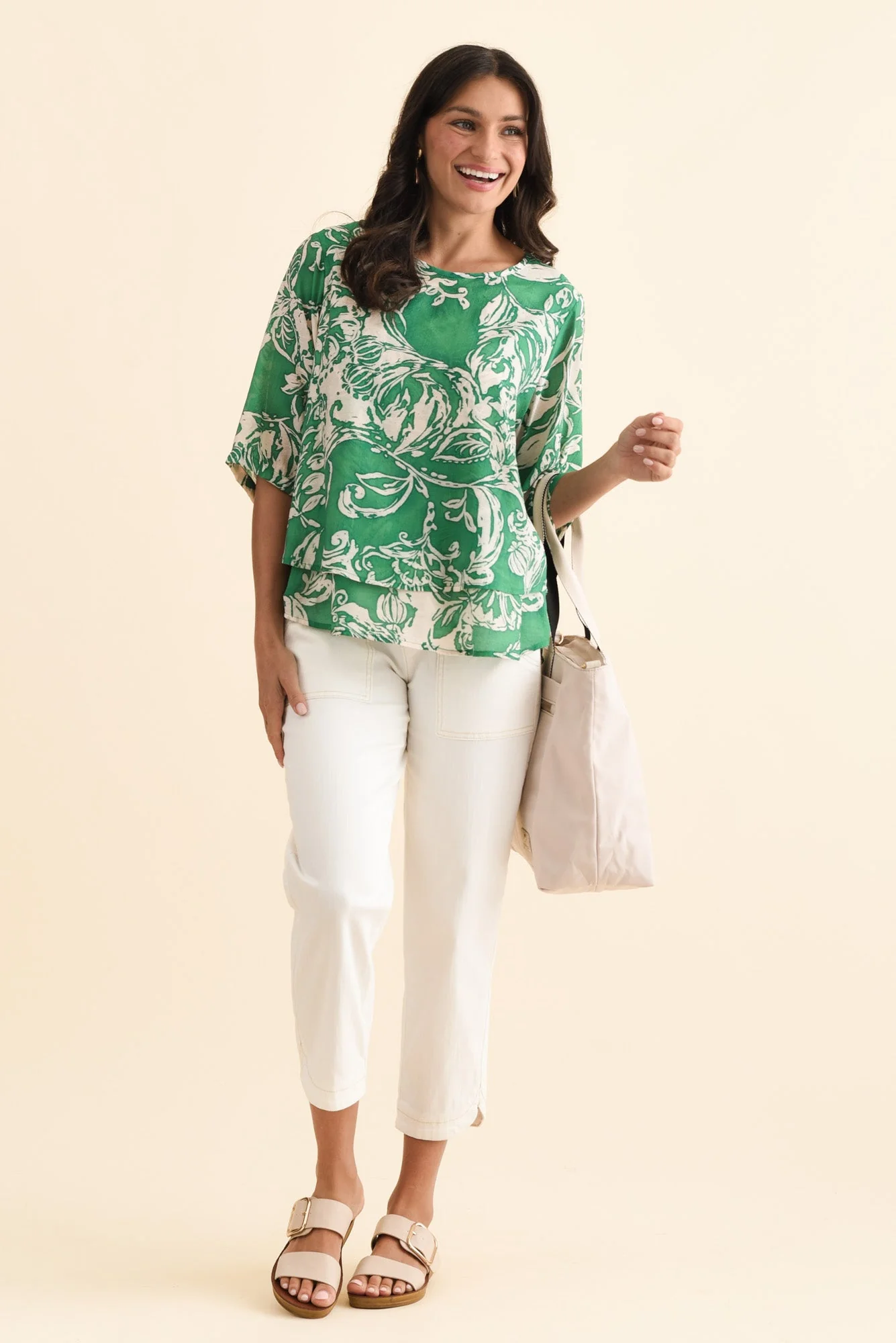 Liora Green Swirl Layered Top - Image 2