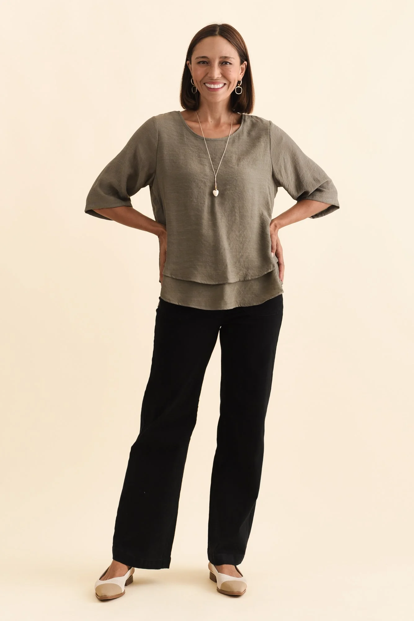 Liora Khaki Layered Top - Image 6
