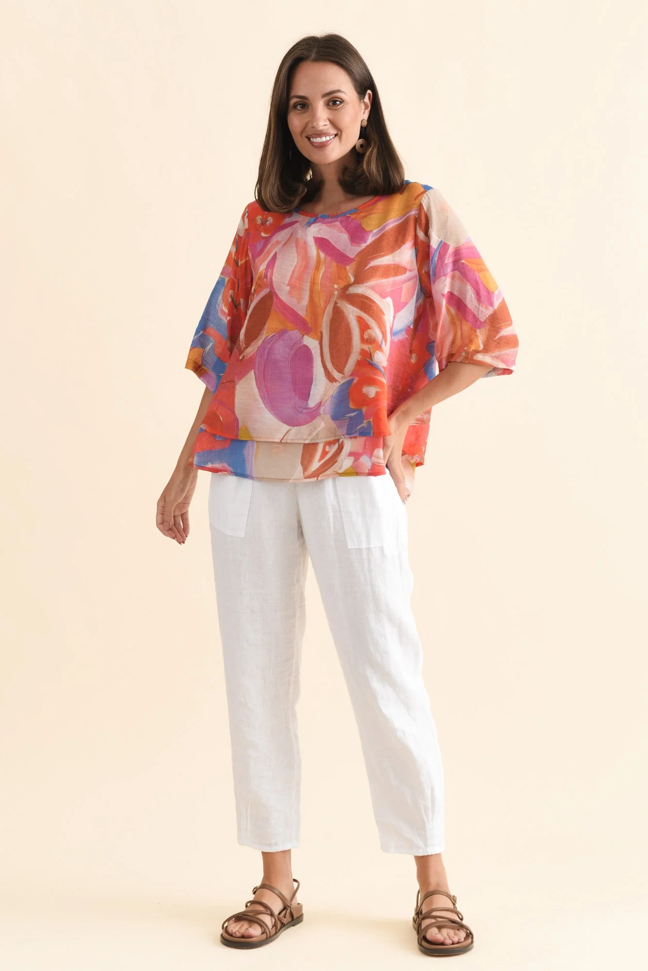 Liora Orange Floral Layered Top - Image 2