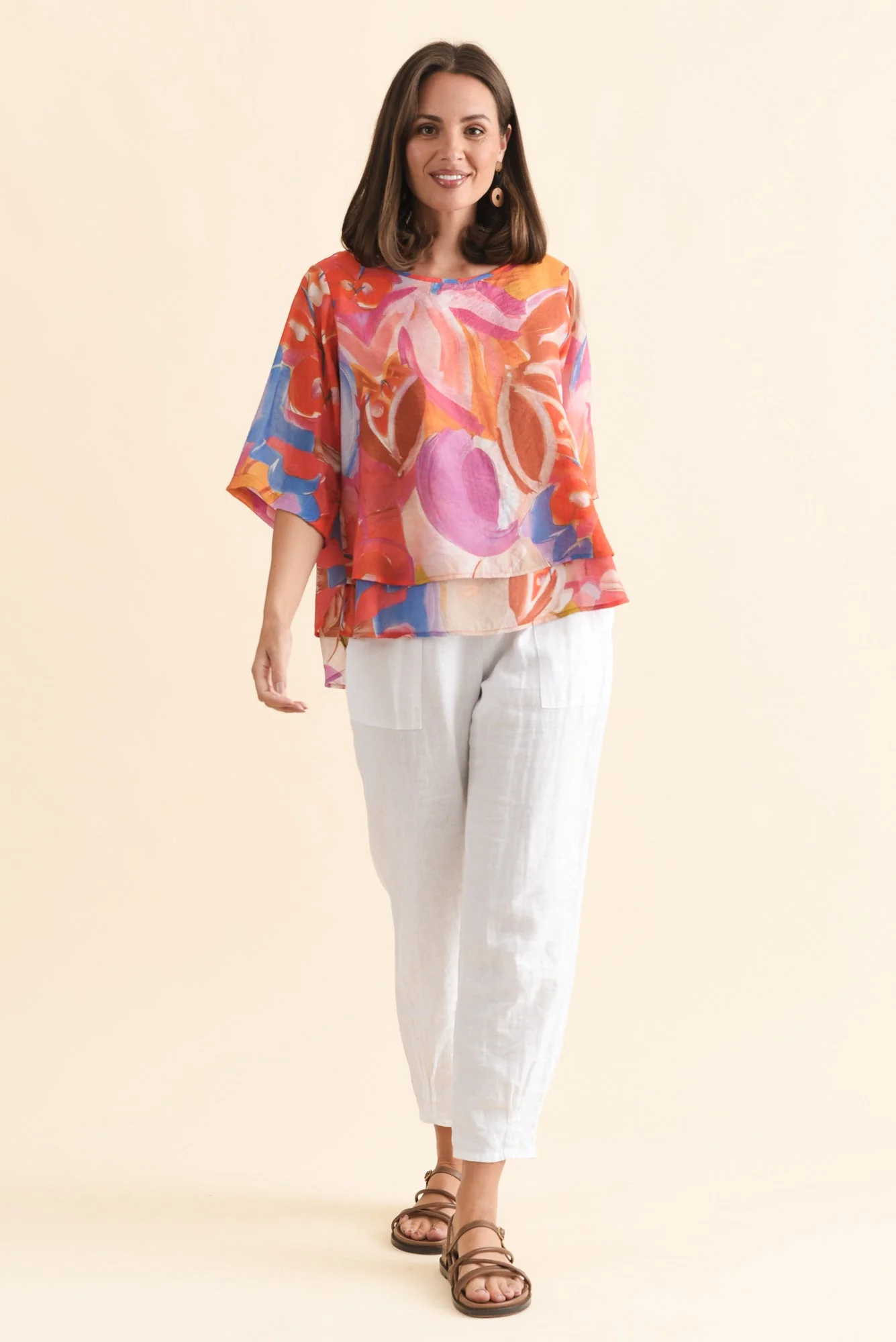 Liora Orange Floral Layered Top - Image 6