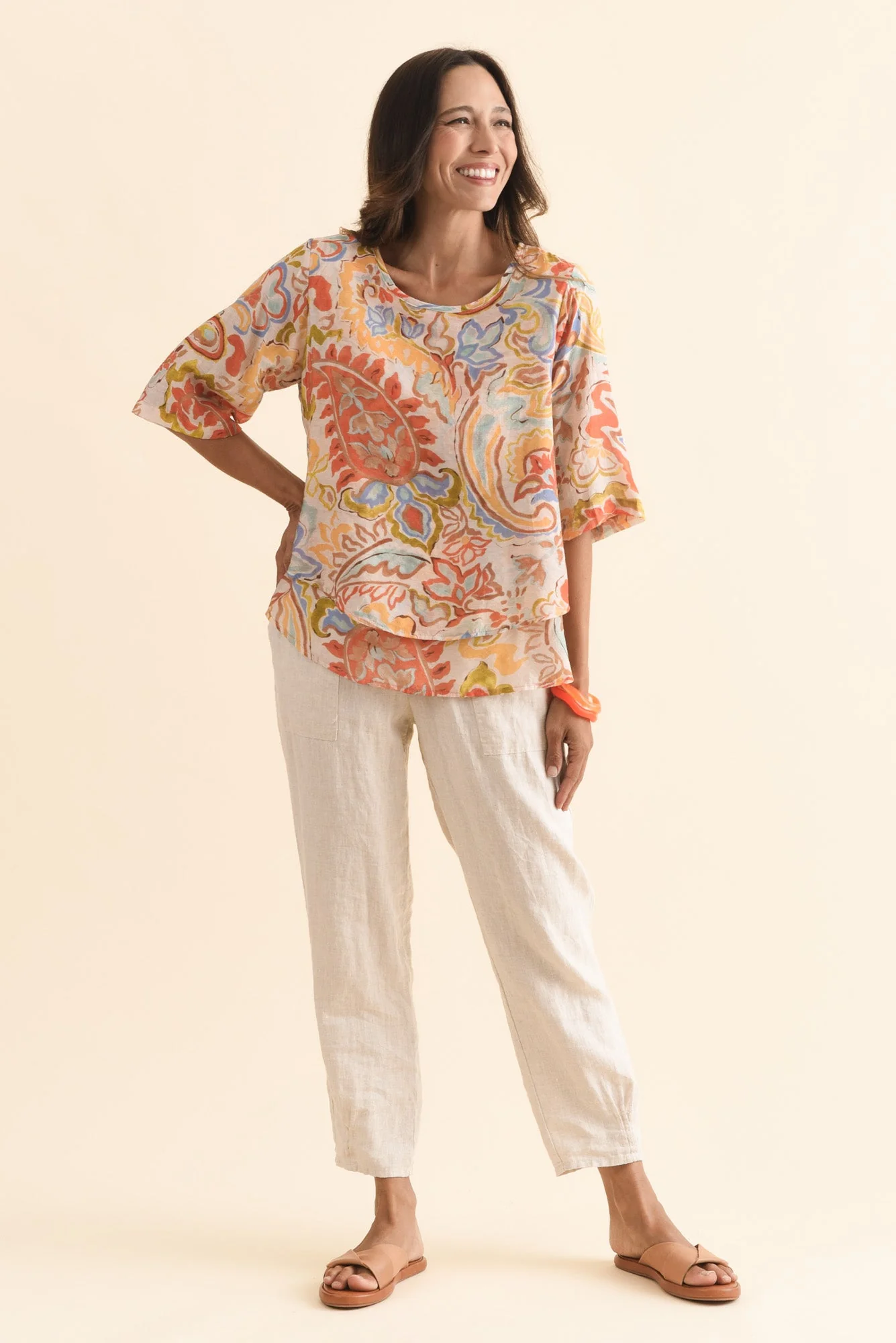 Liora Orange Paisley Layered Top - Image 2