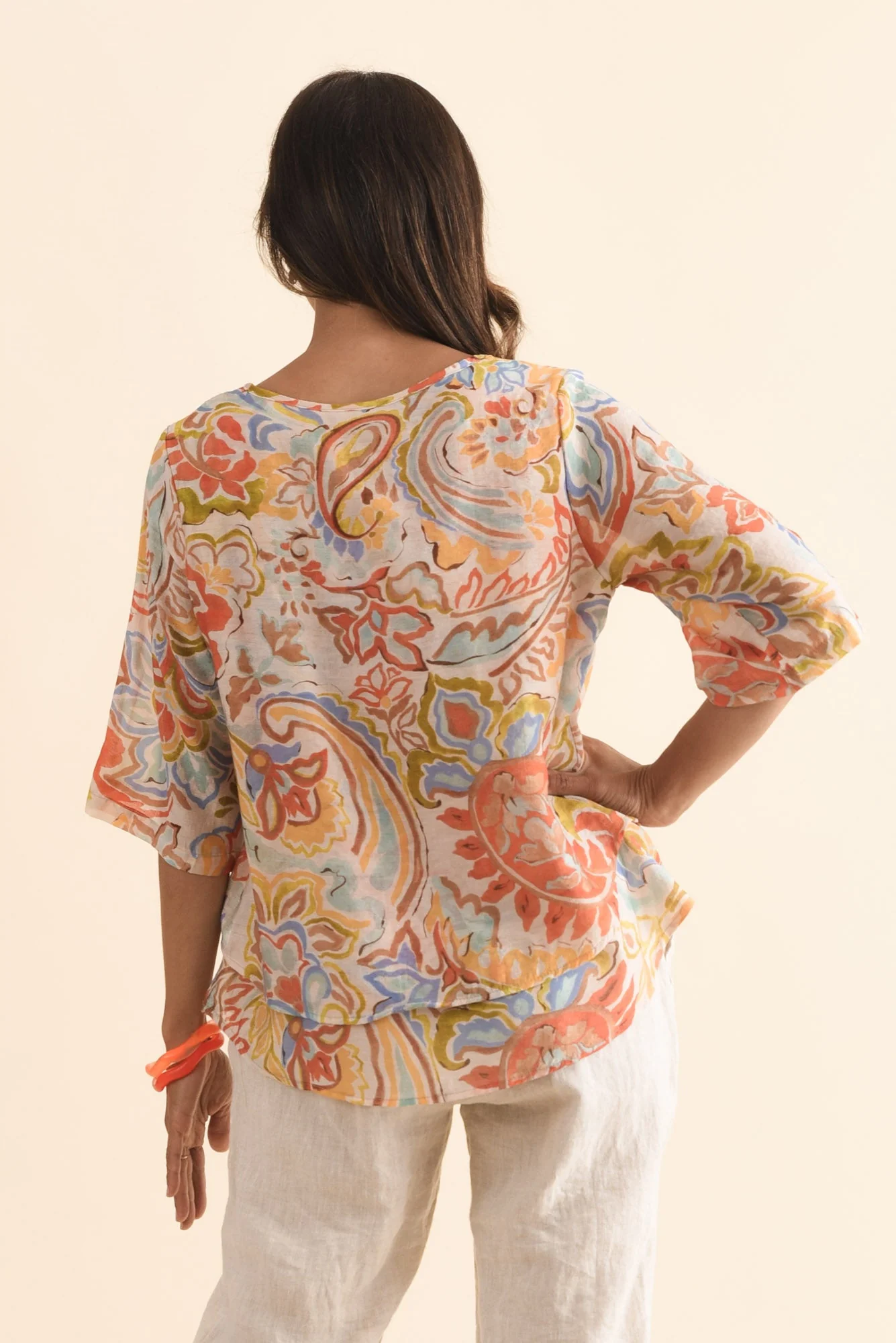 Liora Orange Paisley Layered Top - Image 4