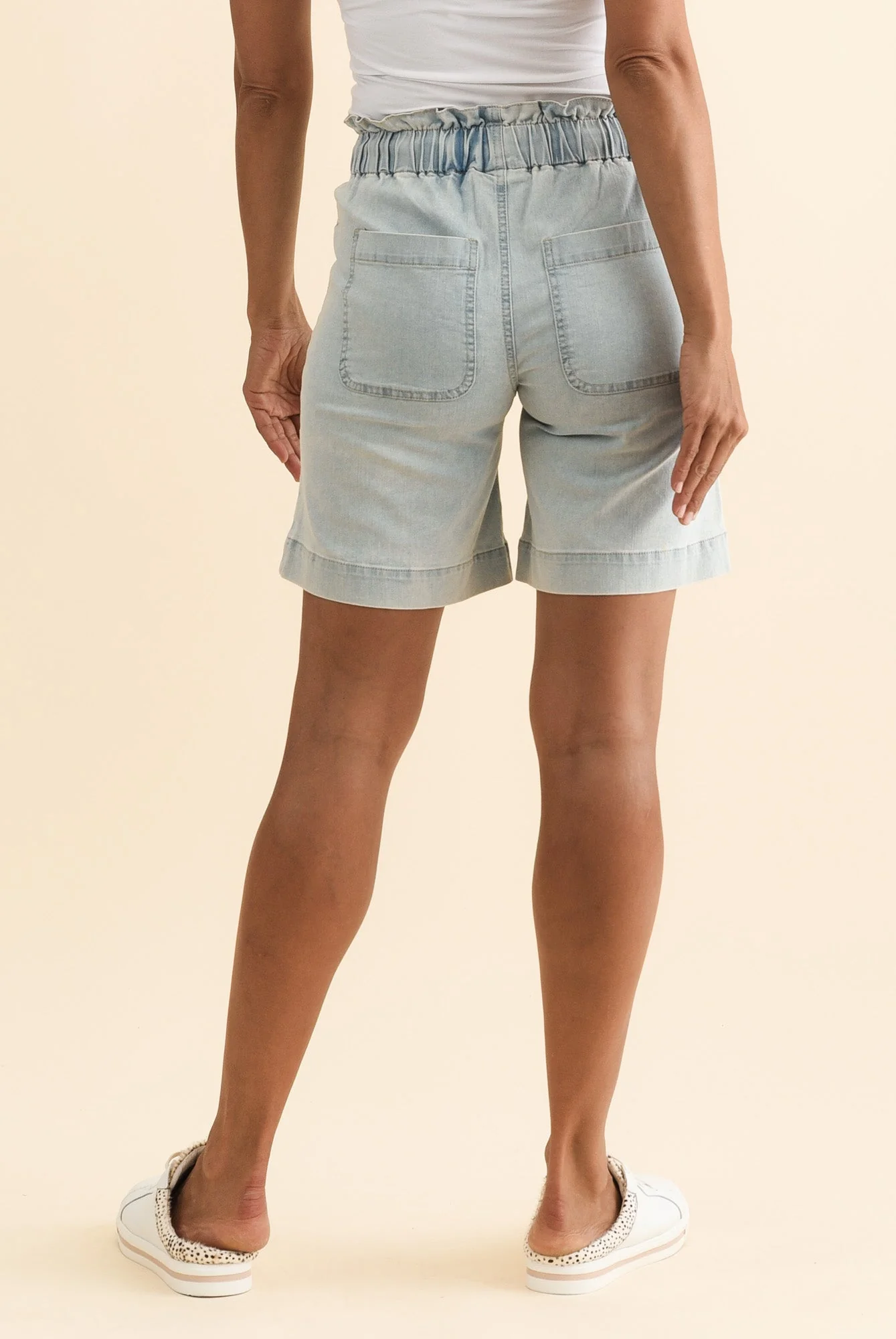 Lizzy Light Blue Denim Drawstring Shorts - Image 6
