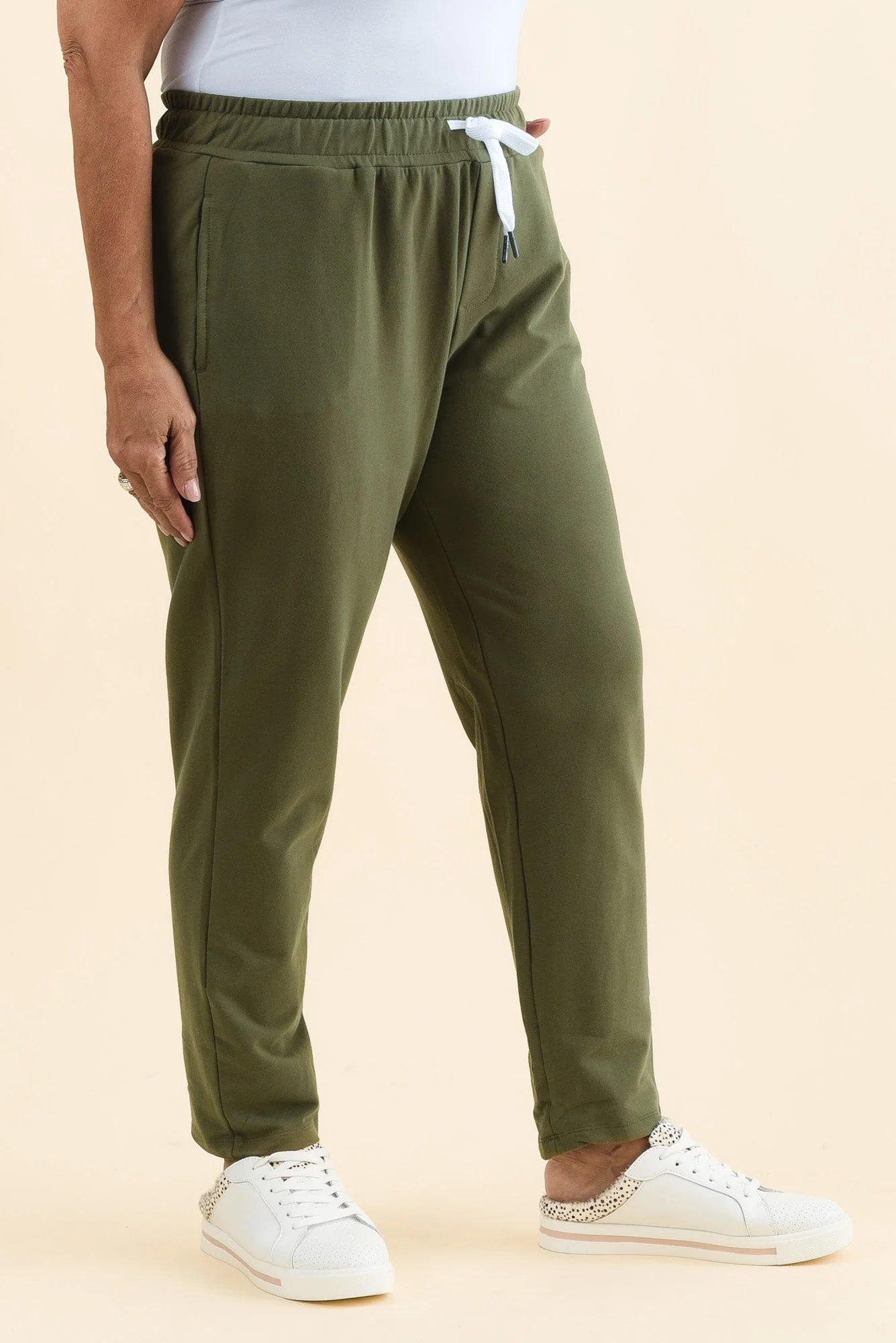 Lobby Khaki Cotton Relaxed Sweatpants - Image 10
