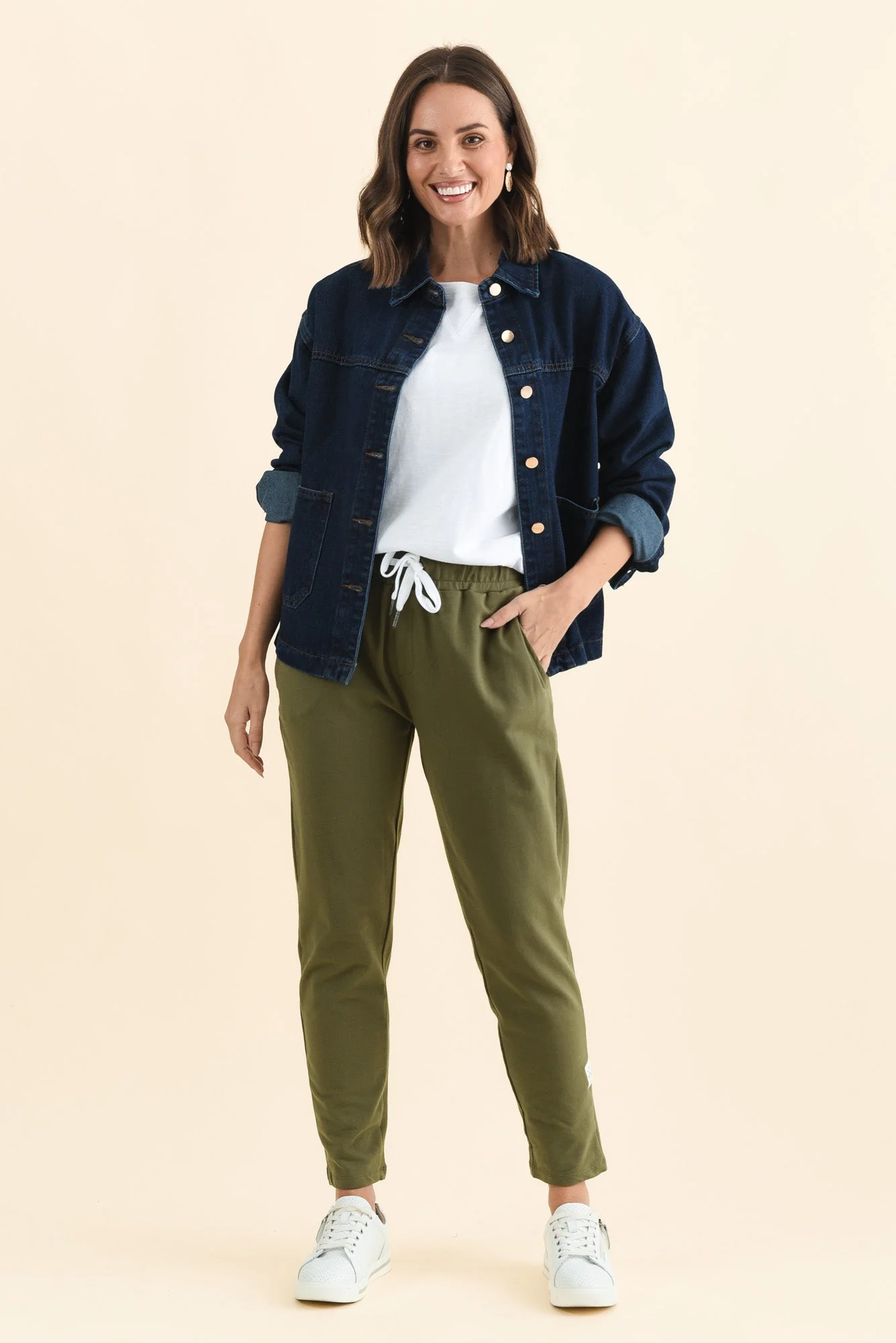 Lobby Khaki Cotton Relaxed Sweatpants - Image 3
