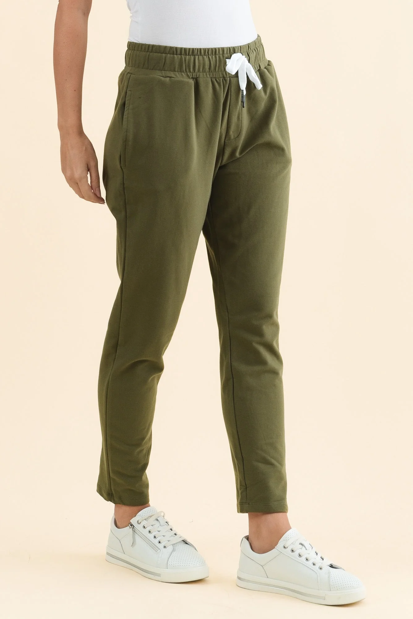 Lobby Khaki Cotton Relaxed Sweatpants - Image 4
