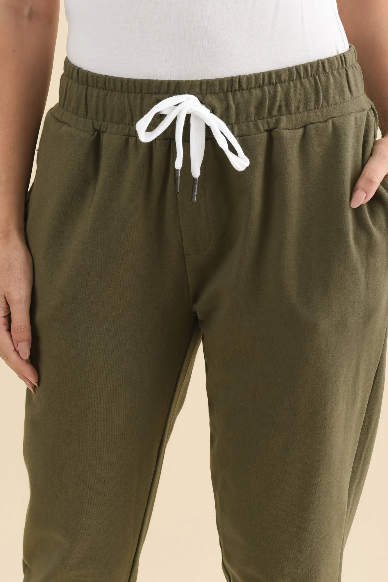 Lobby Khaki Cotton Relaxed Sweatpants - Image 6