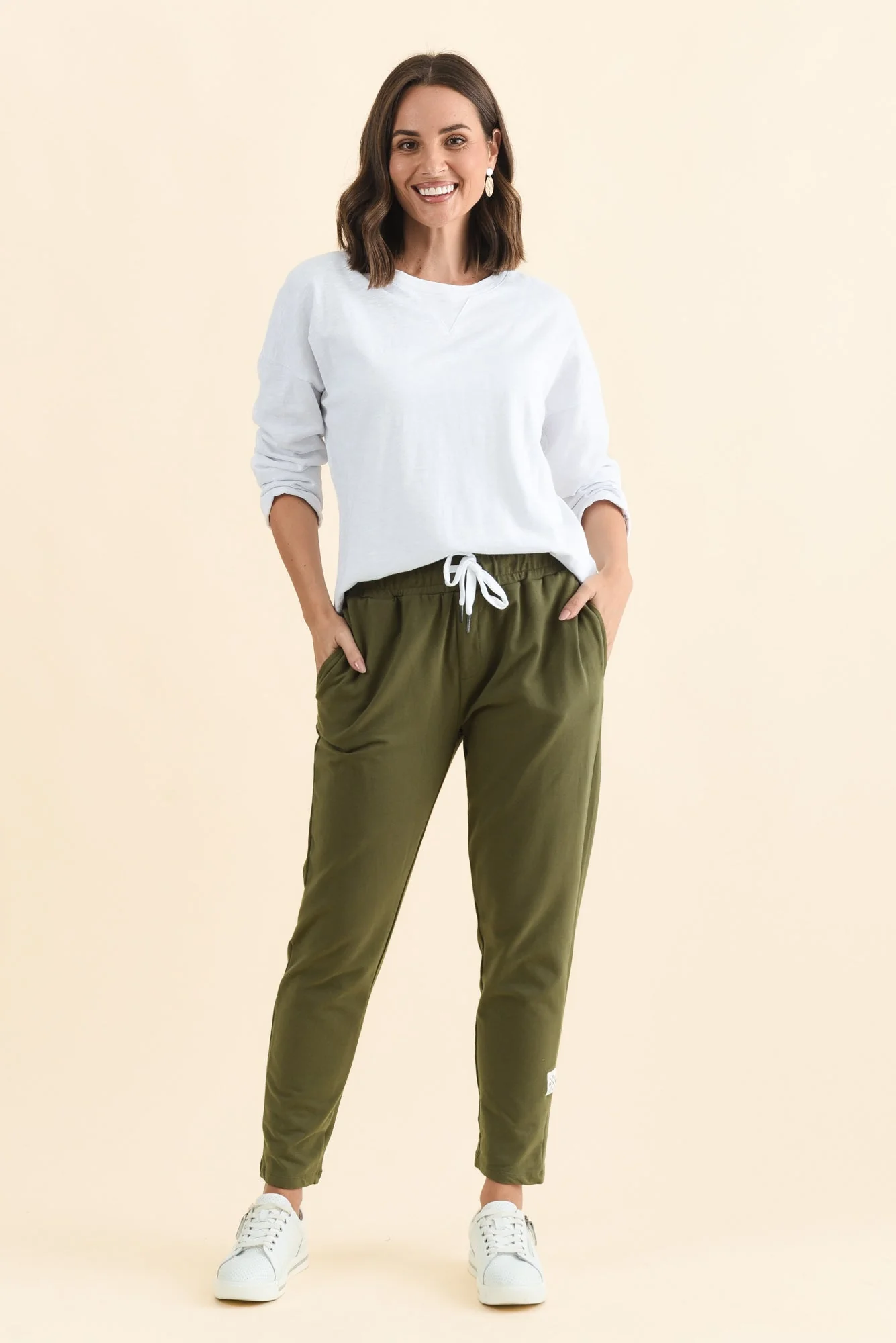Lobby Khaki Cotton Relaxed Sweatpants - Image 7