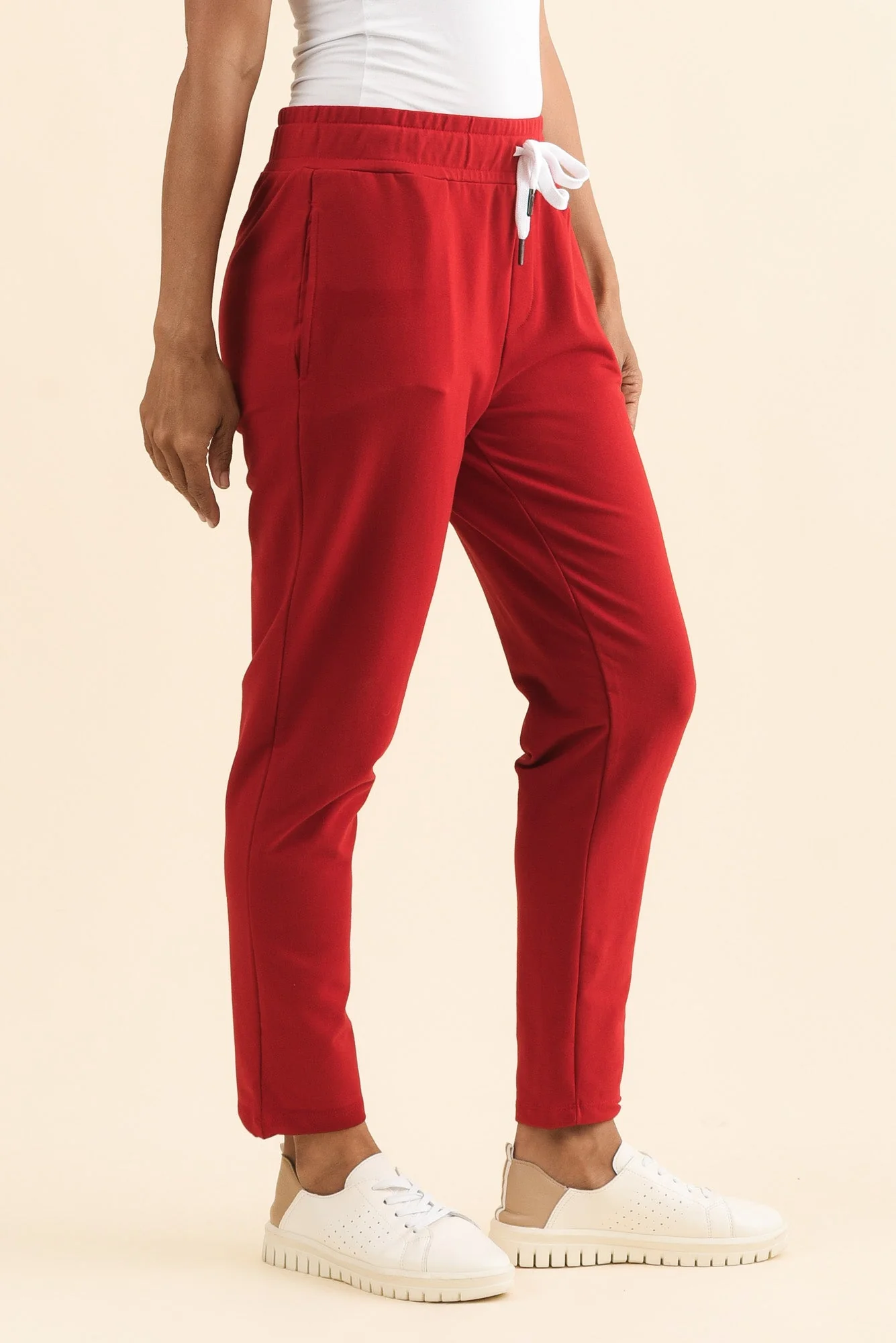 Lobby Red Cotton Relaxed Sweatpants - Image 3
