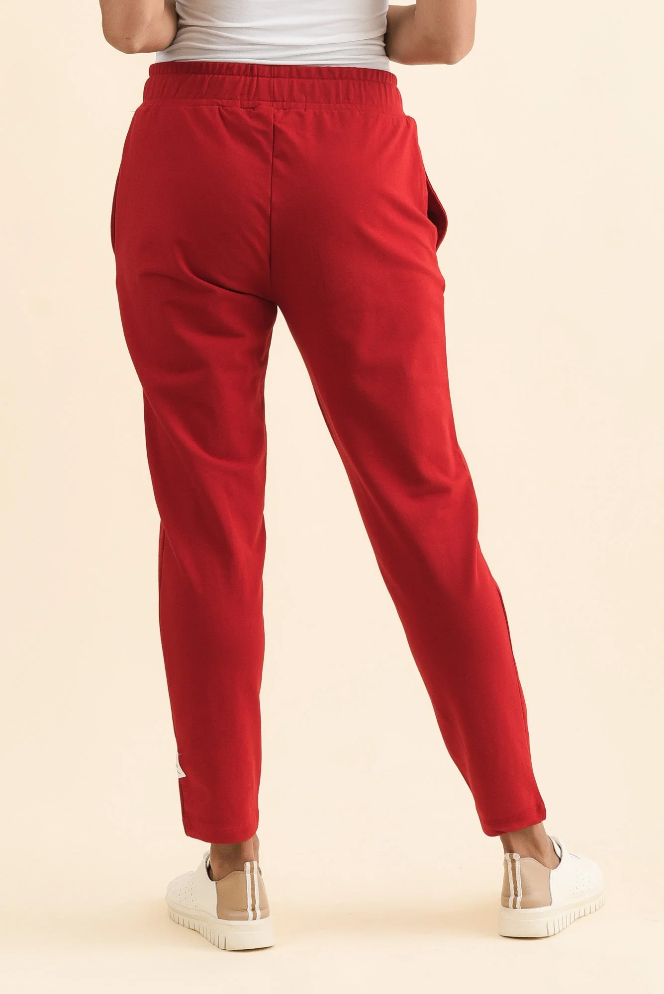 Lobby Red Cotton Relaxed Sweatpants - Image 4
