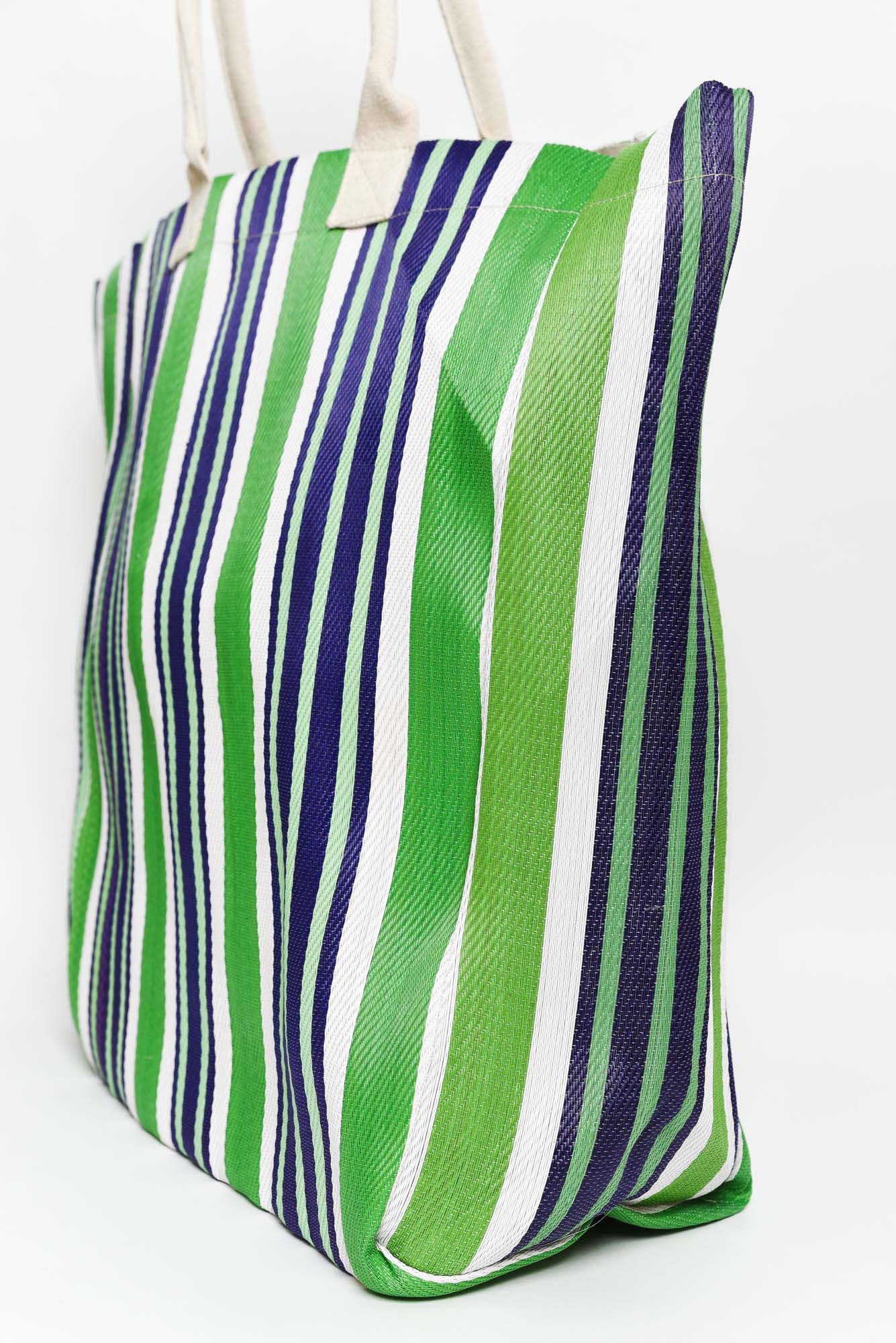 Lochan Green Stripe Large Tote Bag - Image 3