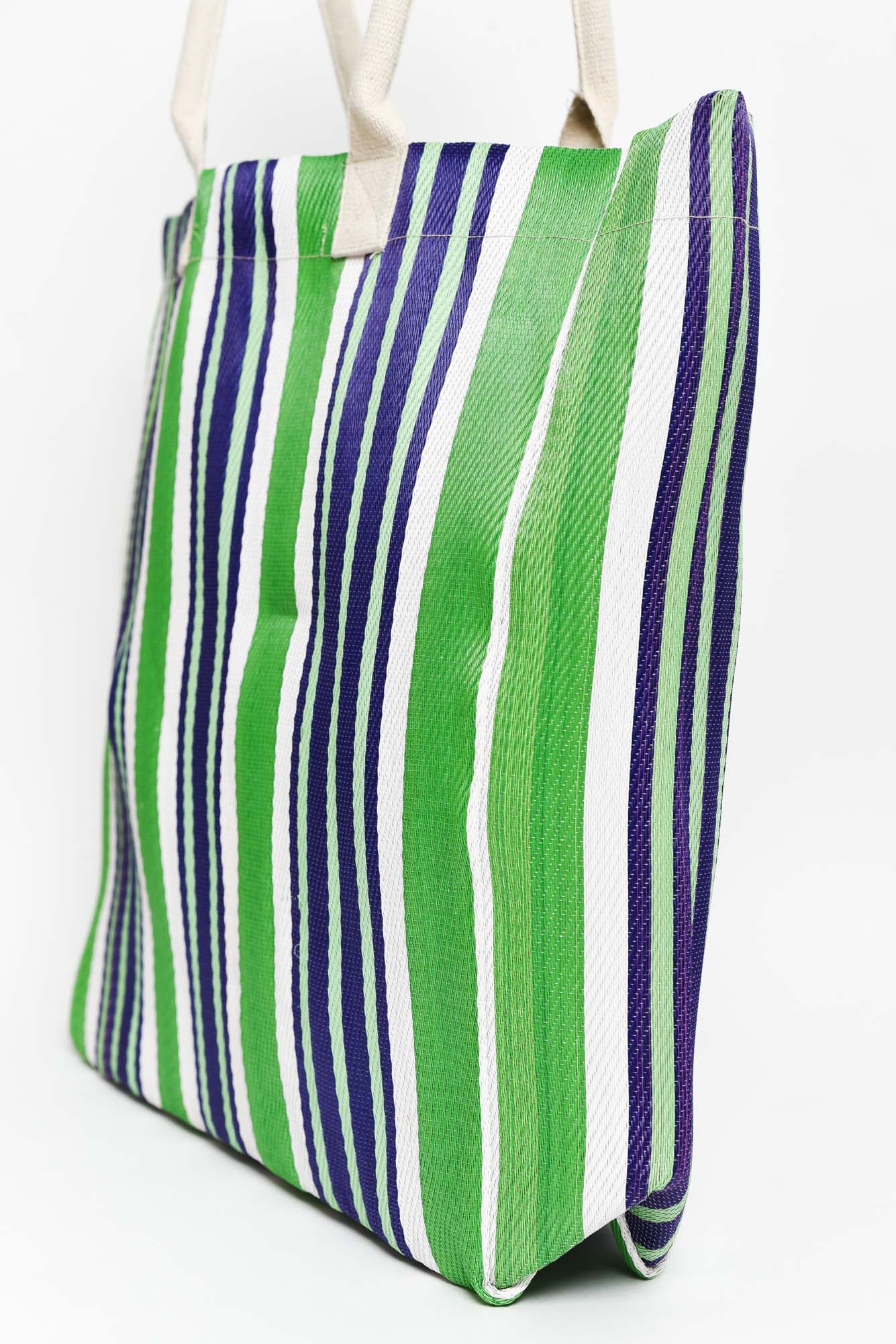 Lochan Green Stripe Medium Tote Bag - Image 3