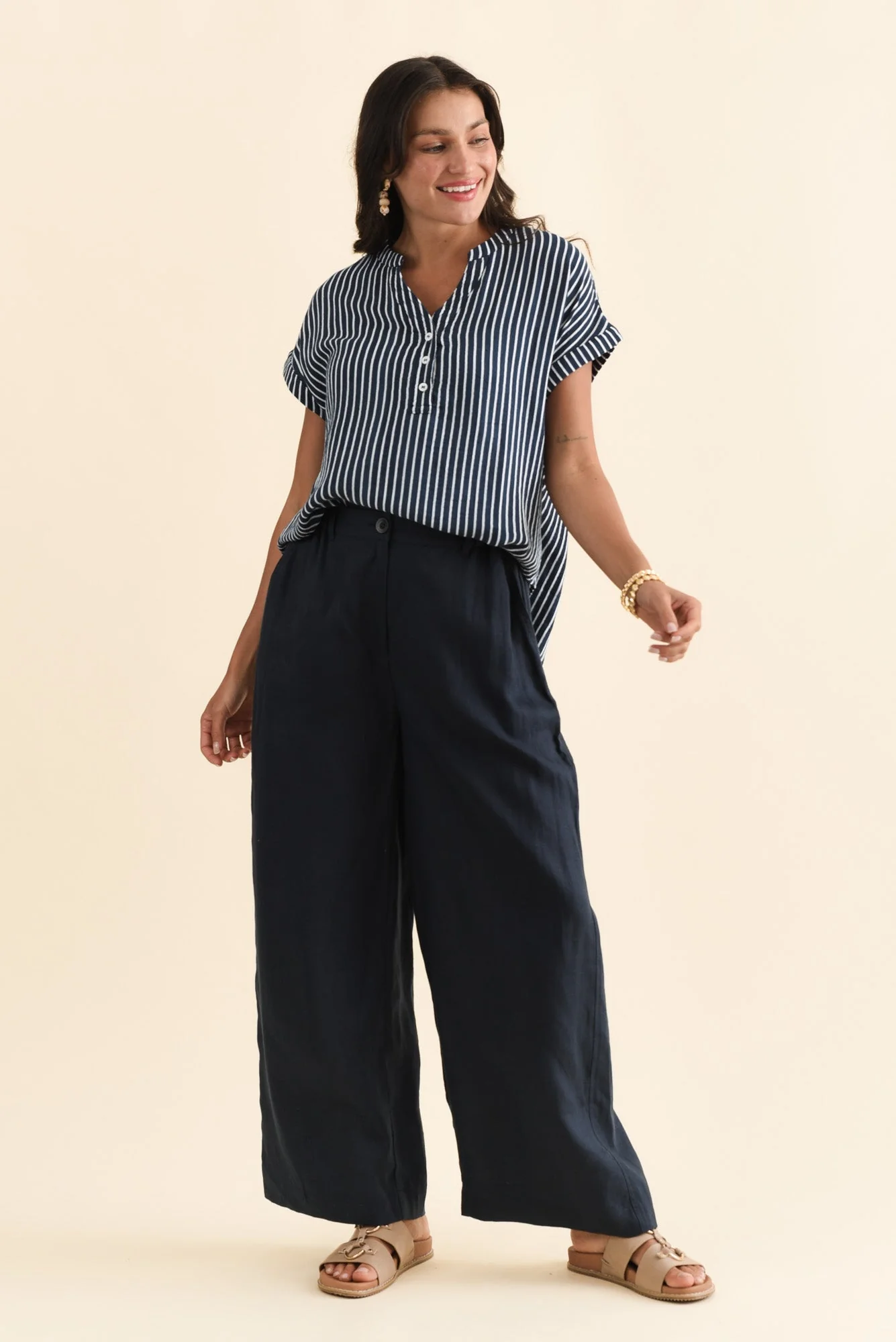 Lorelai Navy Stripe Cotton Top - Image 6