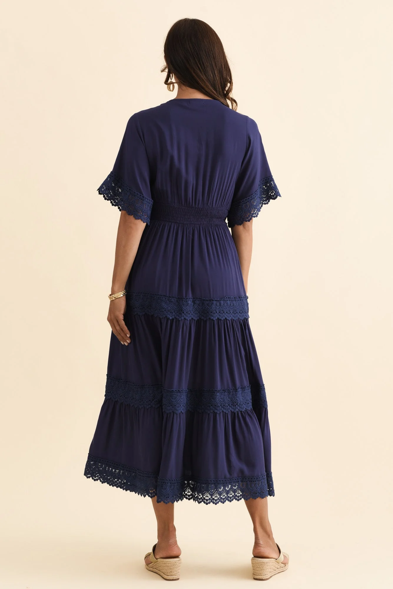 Loris Navy Lace Trim Dress - Image 4