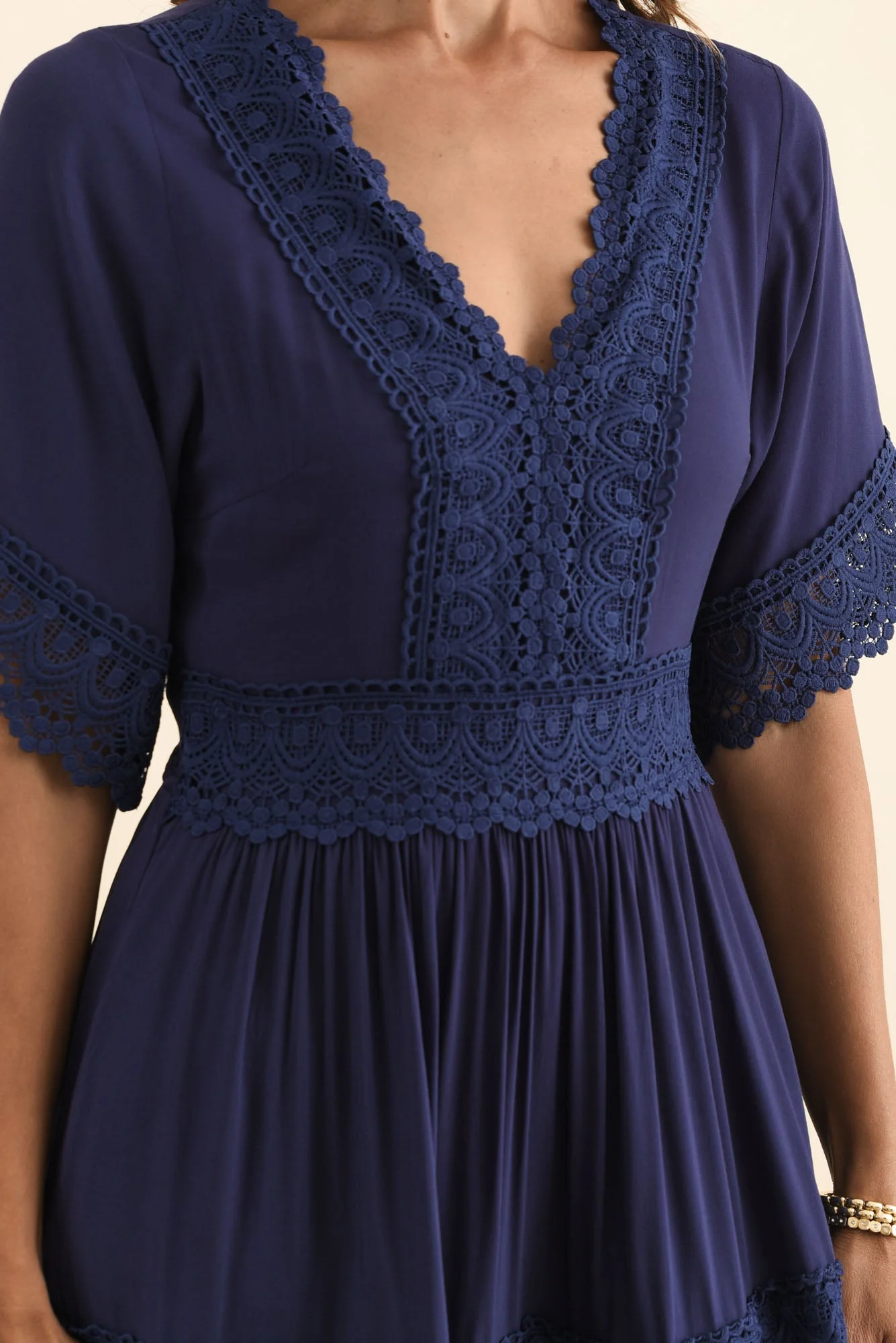Loris Navy Lace Trim Dress - Image 5