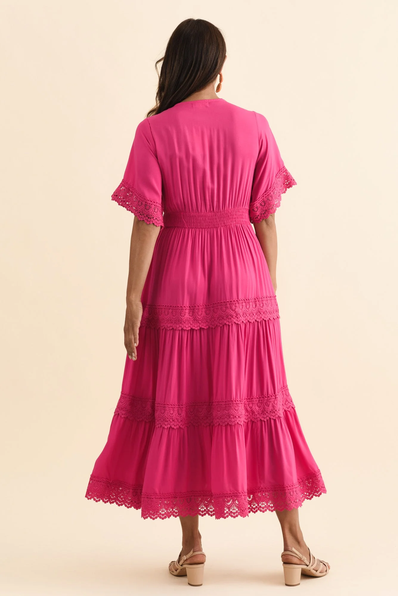 Loris Pink Lace Trim Dress - Image 4