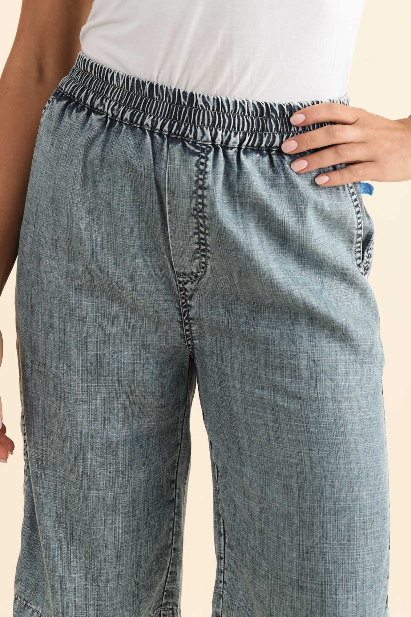 Lorna Blue Lyocell Pocket Shorts - Image 5