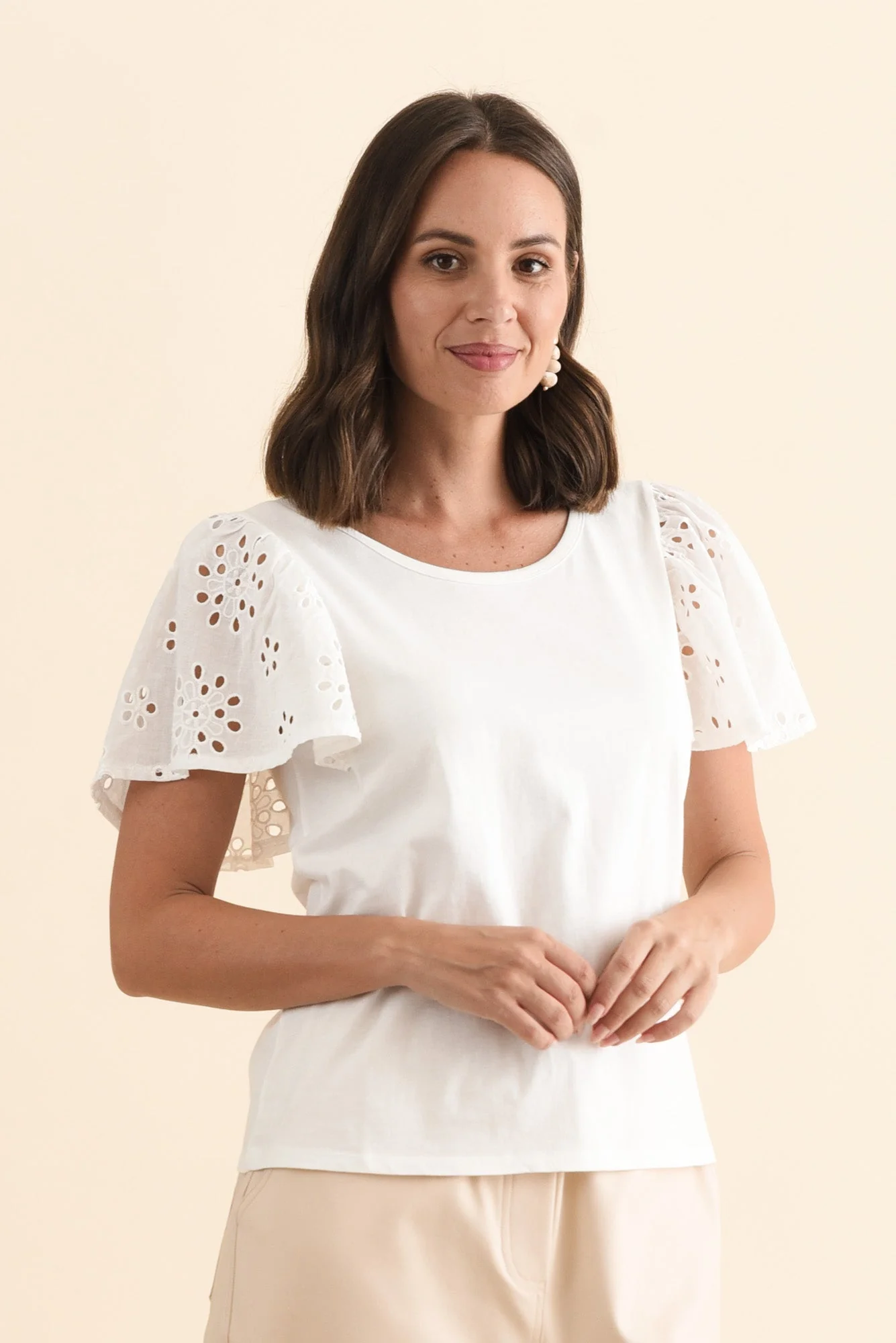 Lottie White Embroidered Cotton Tee - Image 3