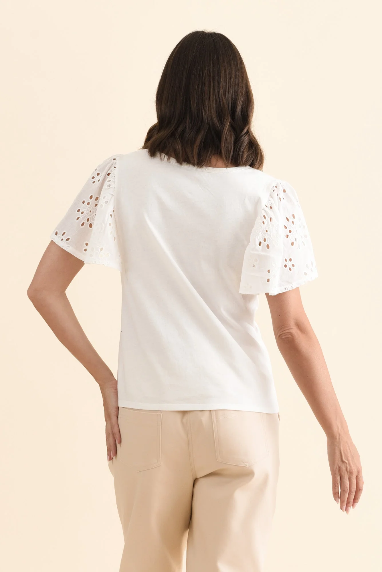 Lottie White Embroidered Cotton Tee - Image 4