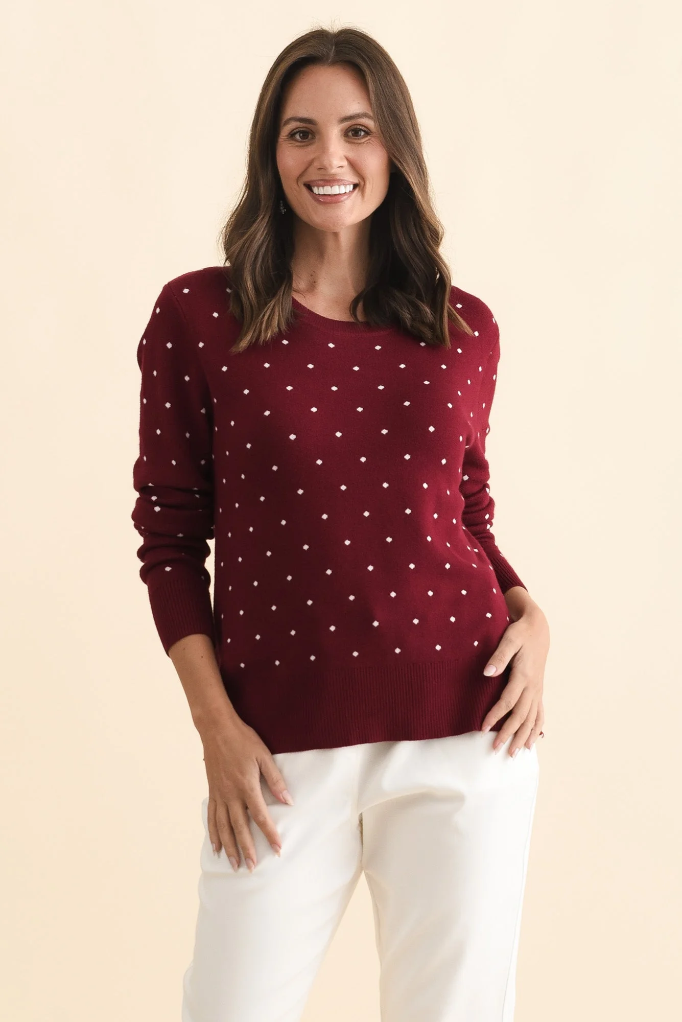 Louis Burgundy Spot Knit Sweater - Image 2