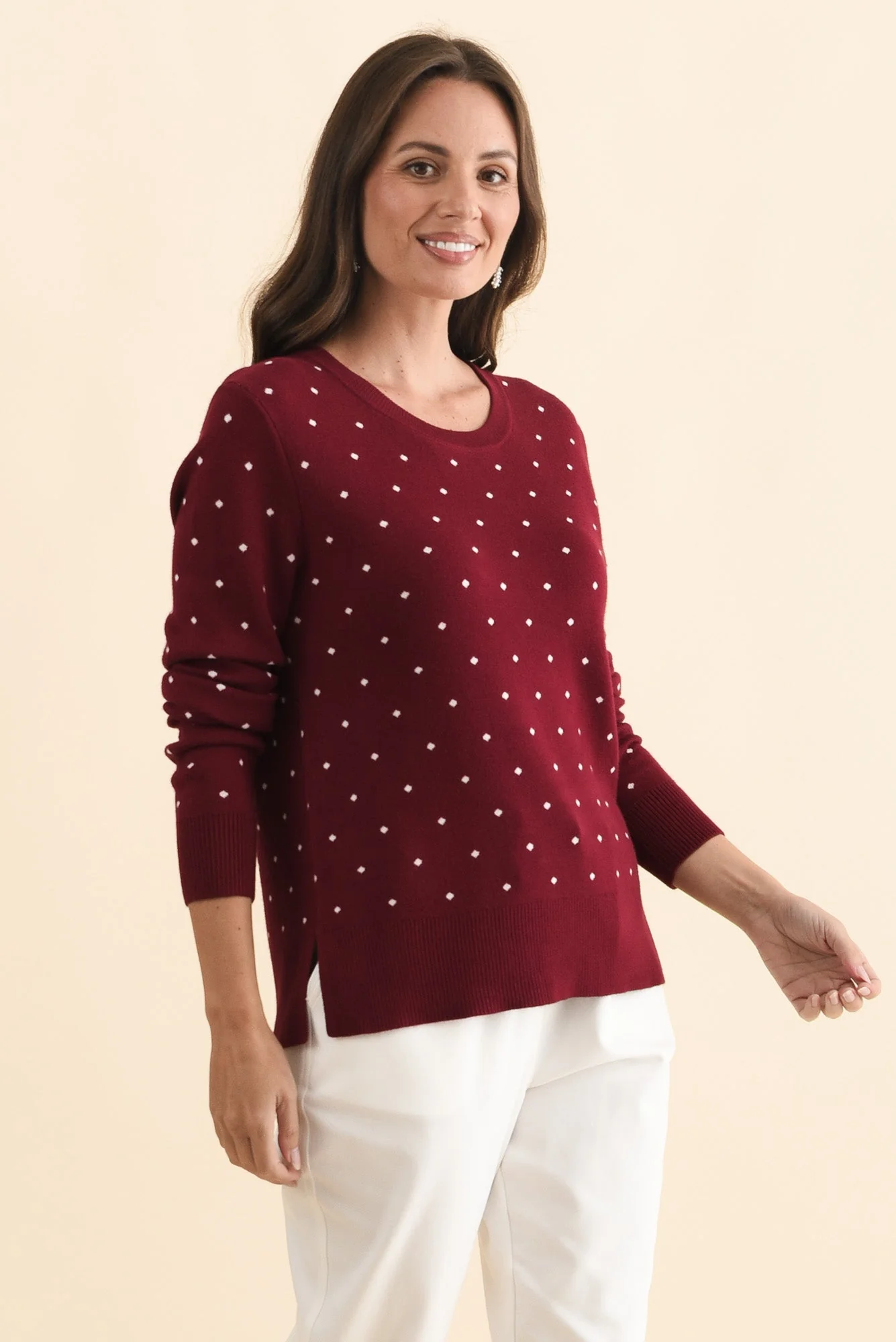 Louis Burgundy Spot Knit Sweater - Image 4