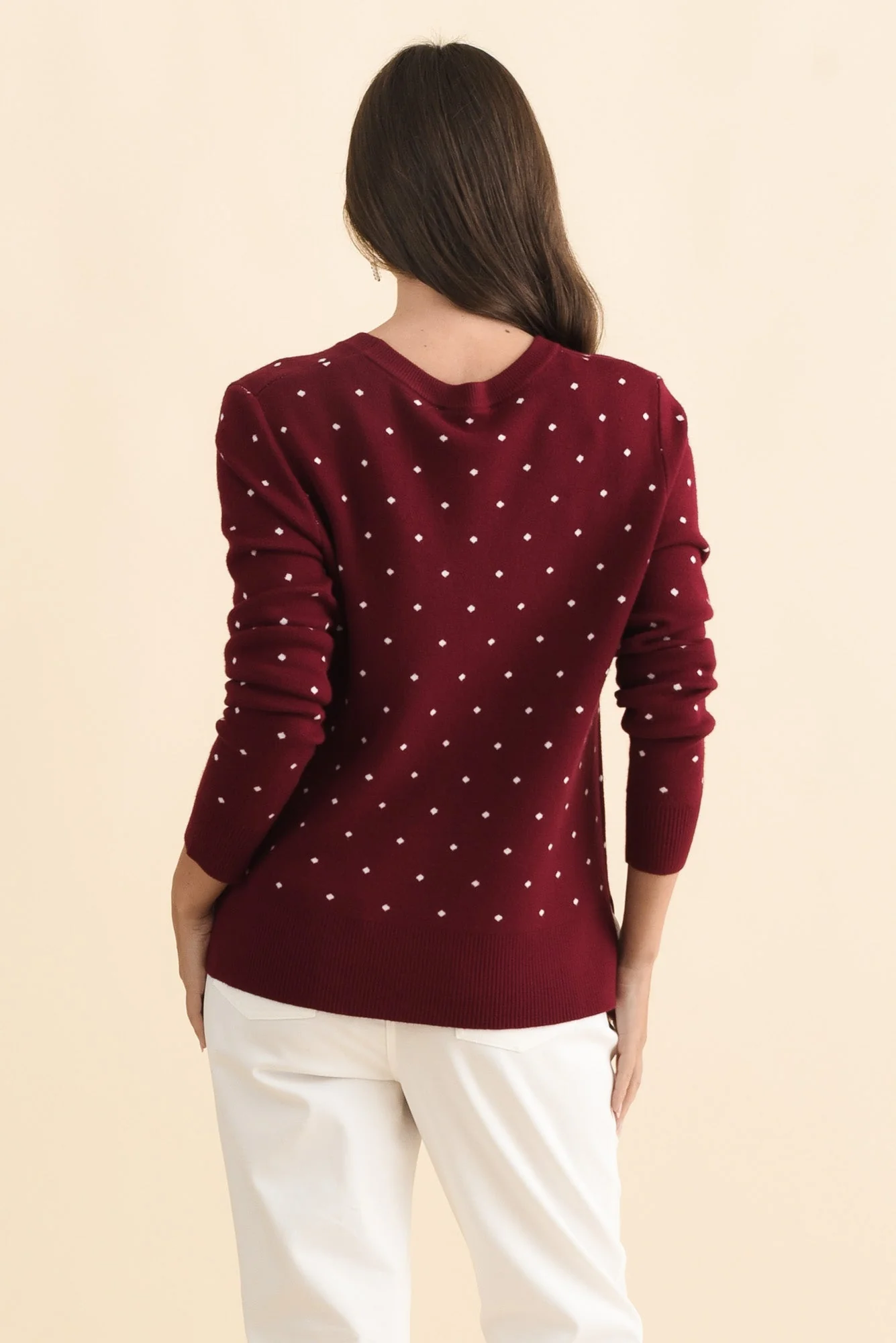 Louis Burgundy Spot Knit Sweater - Image 5