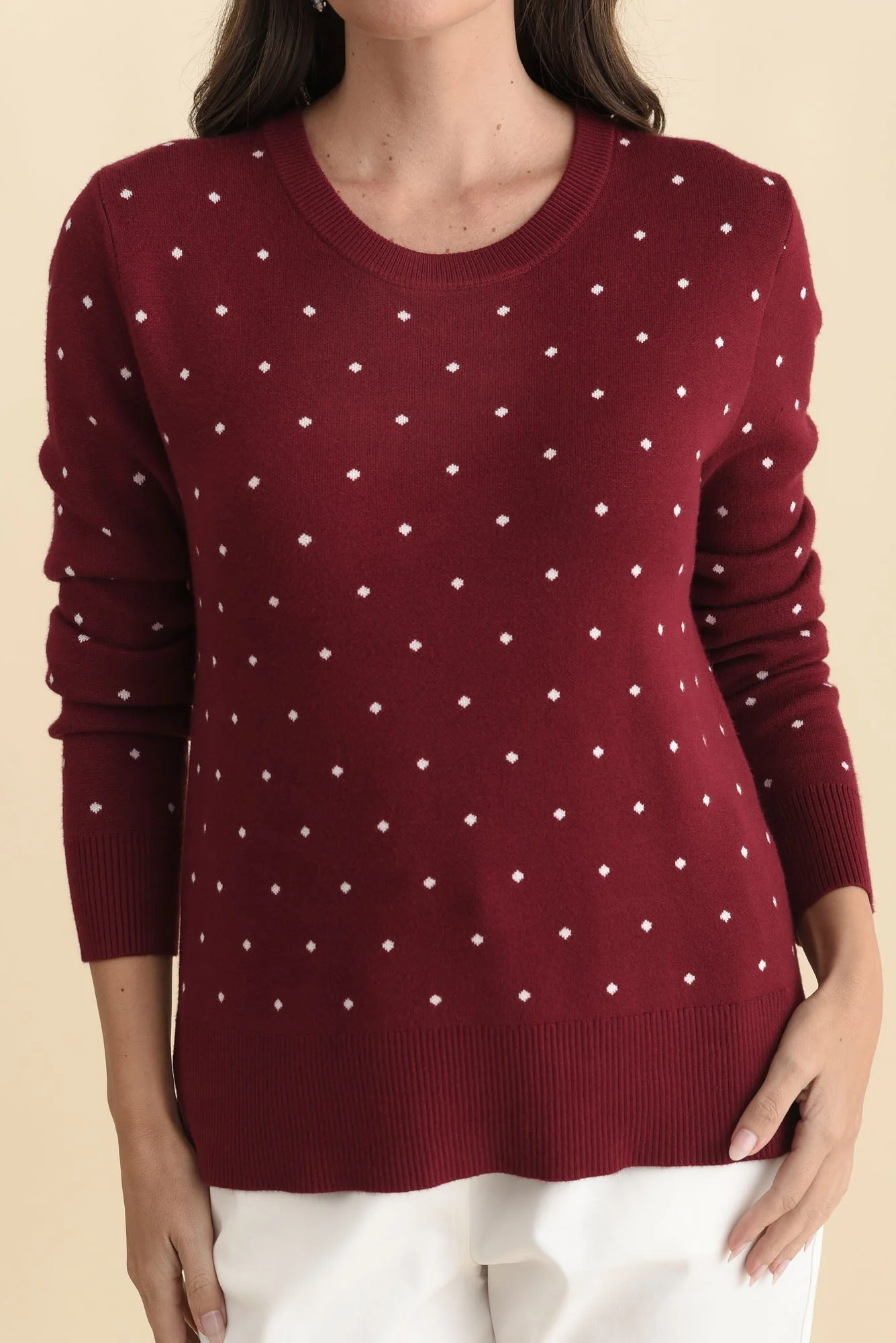 Louis Burgundy Spot Knit Sweater - Image 6