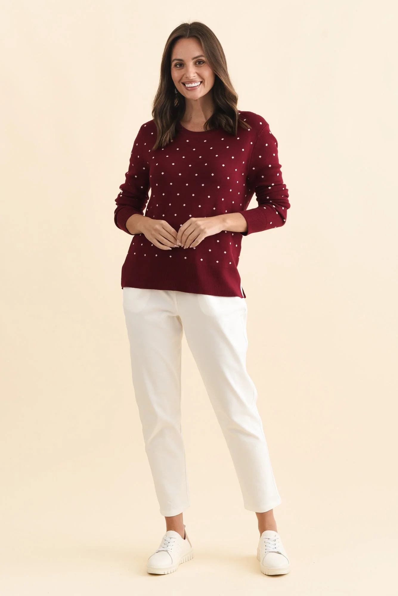 Louis Burgundy Spot Knit Sweater - Image 7
