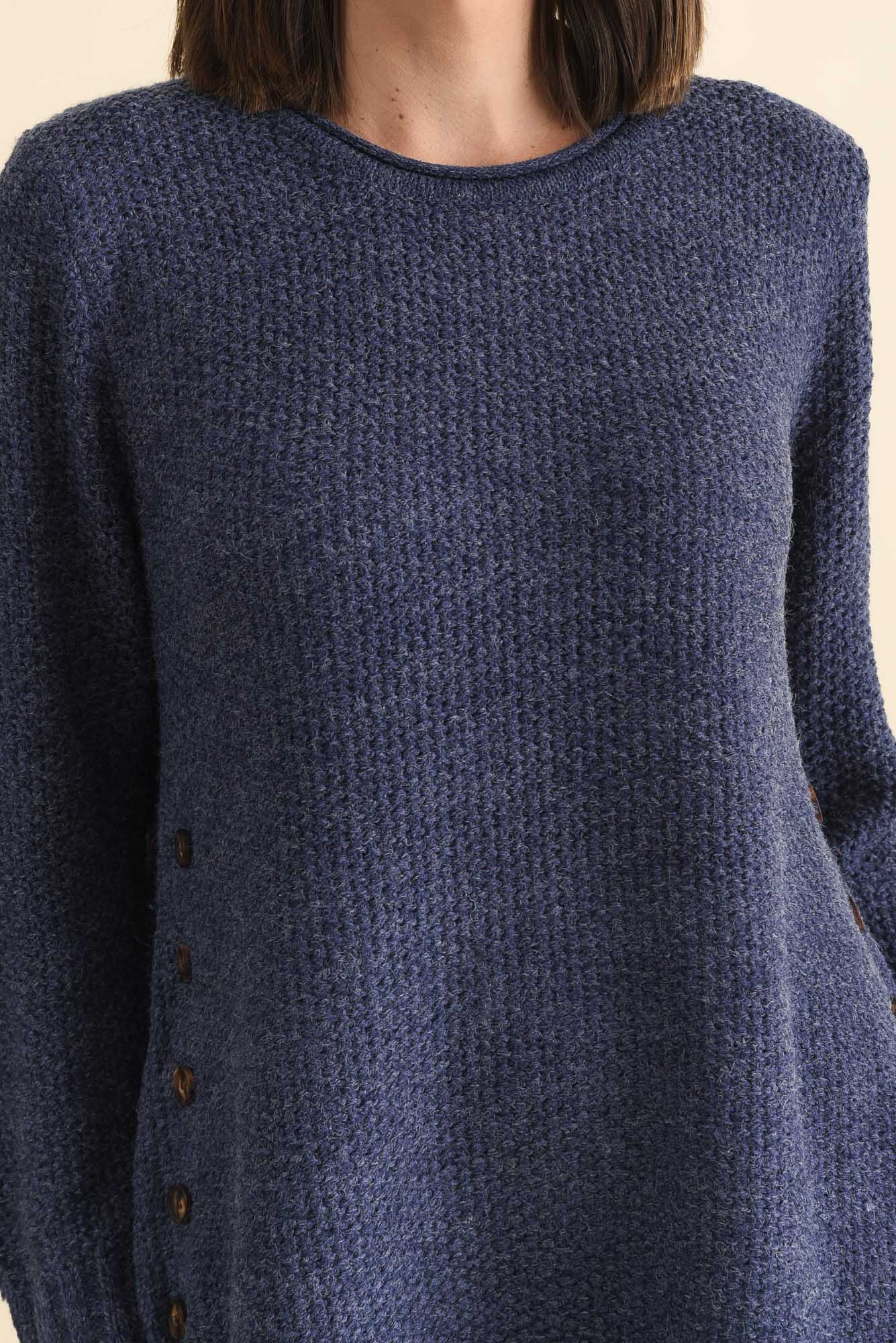 Lucas Navy Knit Button Jumper - Image 5