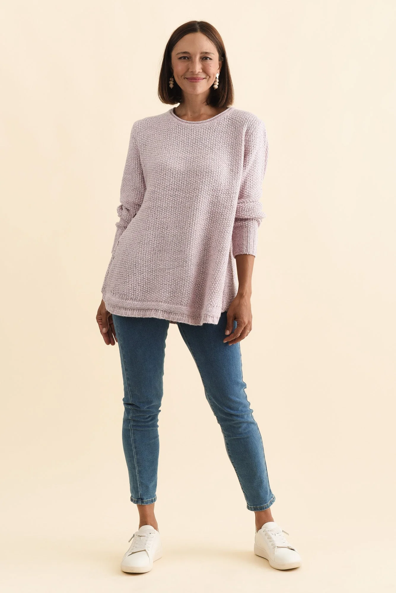 Lucas Pink Knit Button Sweater - Image 2